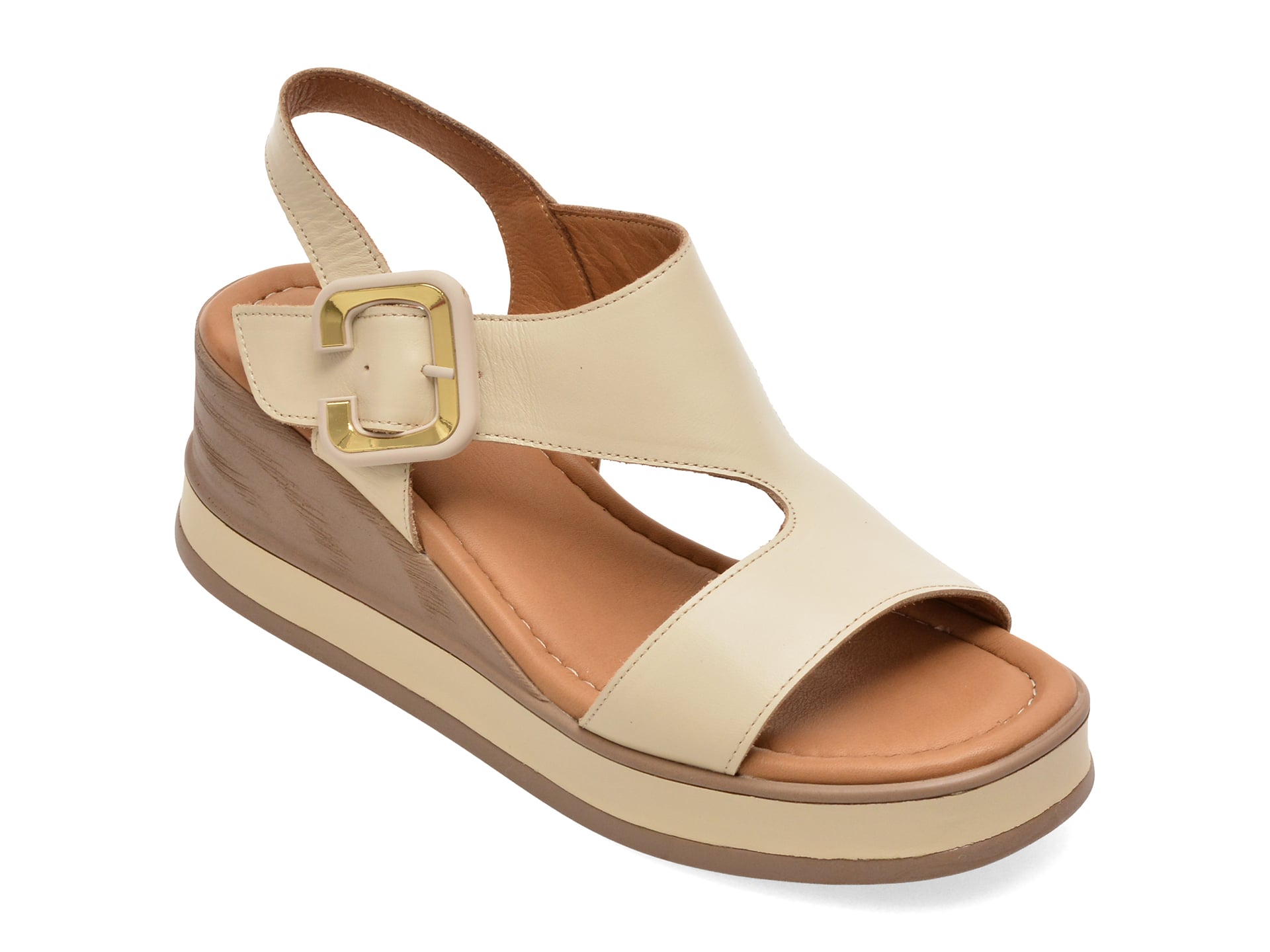Sandale GOLD DEER bej, 22071, din piele naturala 1 Sandale GOLD DEER bej