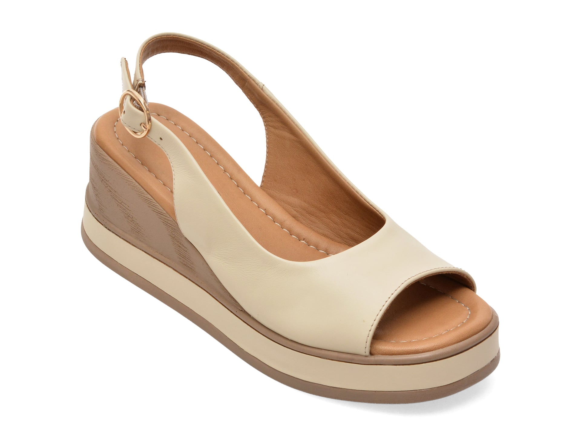 Sandale GOLD DEER bej, 22072, din piele naturala 1 Sandale GOLD DEER bej