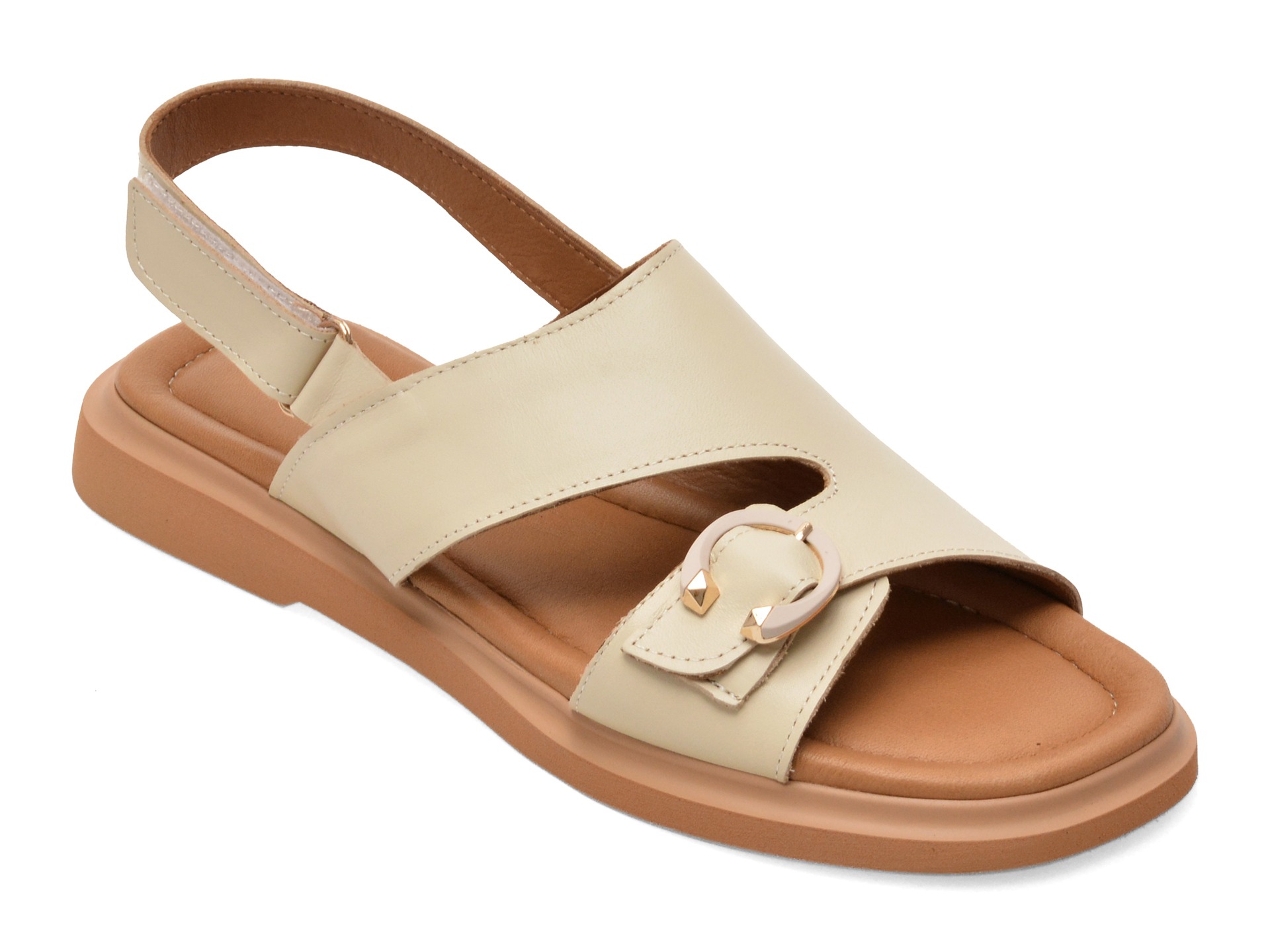 Sandale GOLD DEER bej, 22083, din piele naturala 1 Sandale GOLD DEER bej