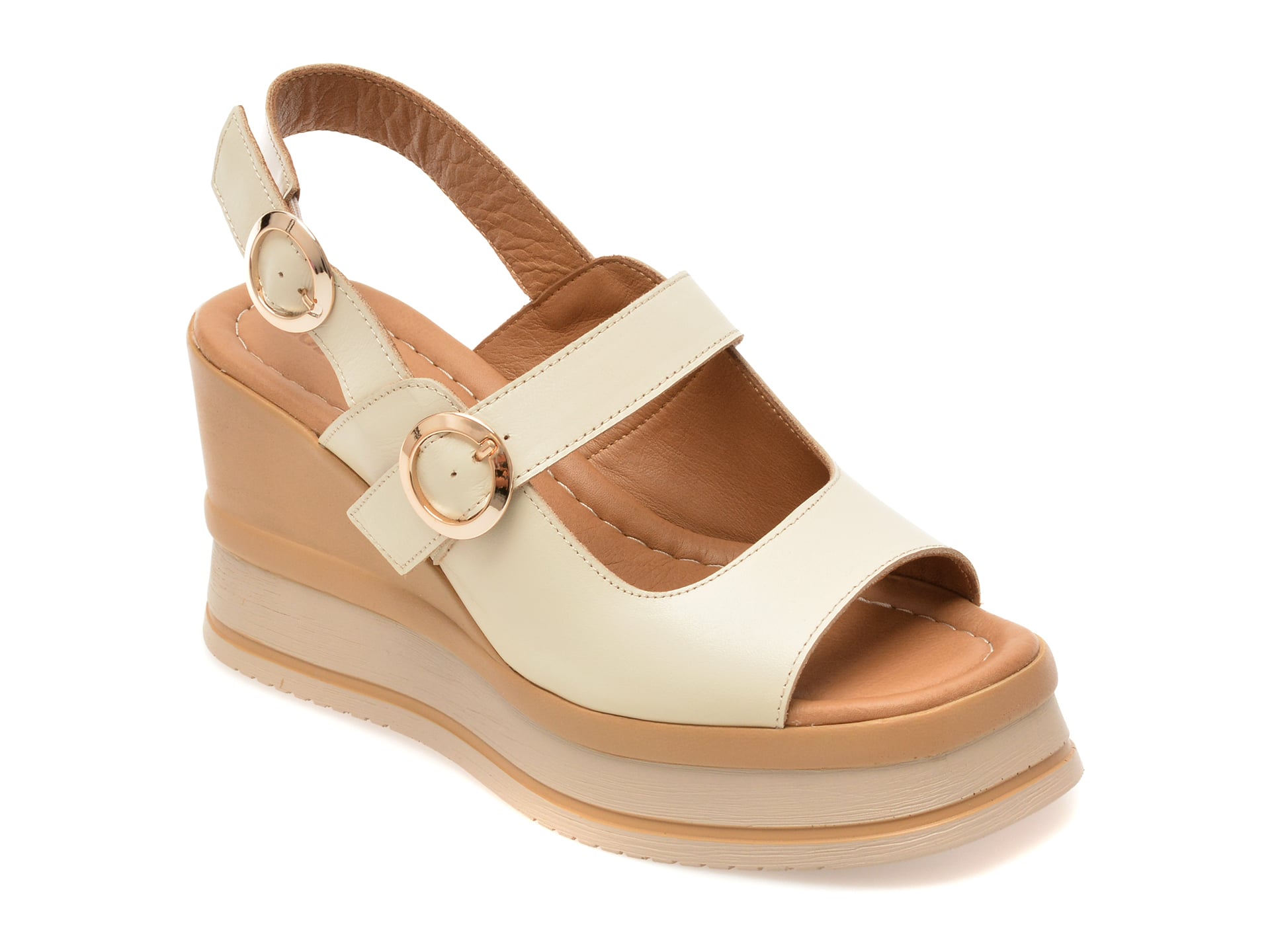 Sandale GOLD DEER bej, 22086, din piele naturala 1 Sandale GOLD DEER bej