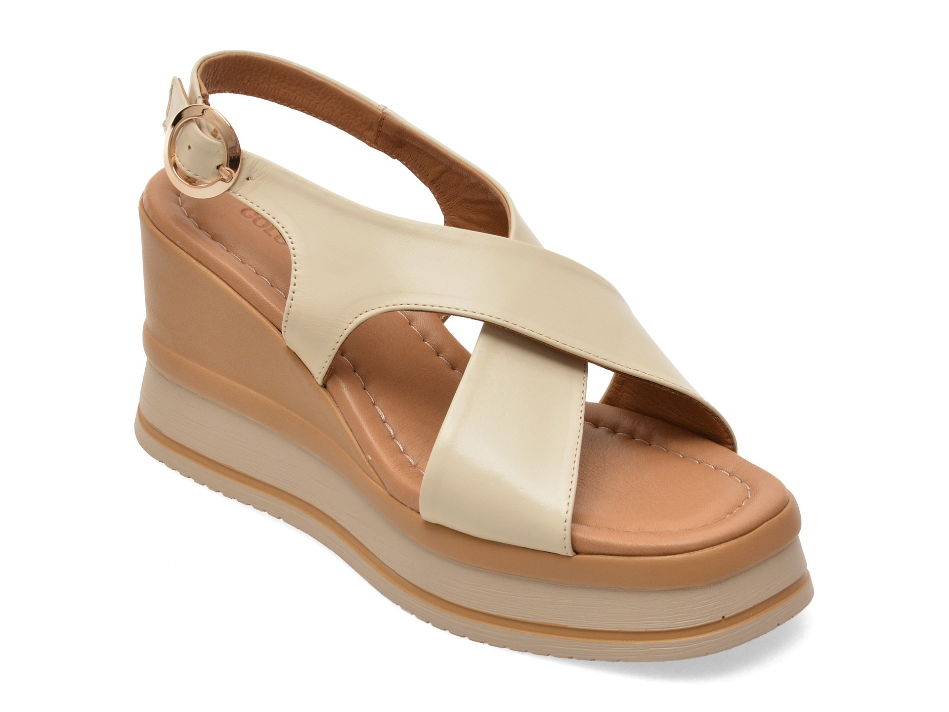 Sandale GOLD DEER bej, 22087, din piele naturala 1 Sandale GOLD DEER bej