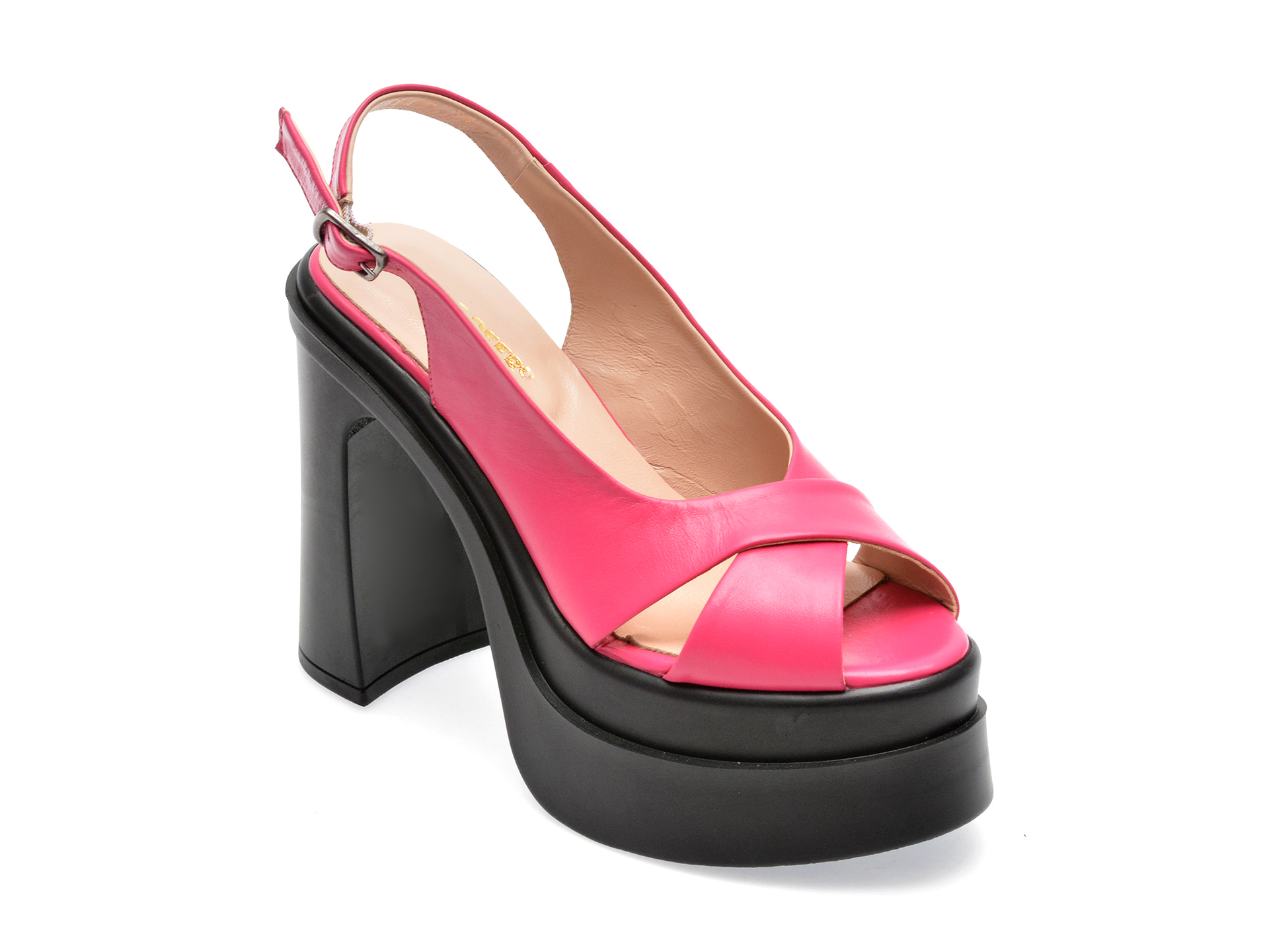 Sandale GOLD DEER fucsia, 13006, din piele naturala 1 Sandale GOLD DEER fucsia