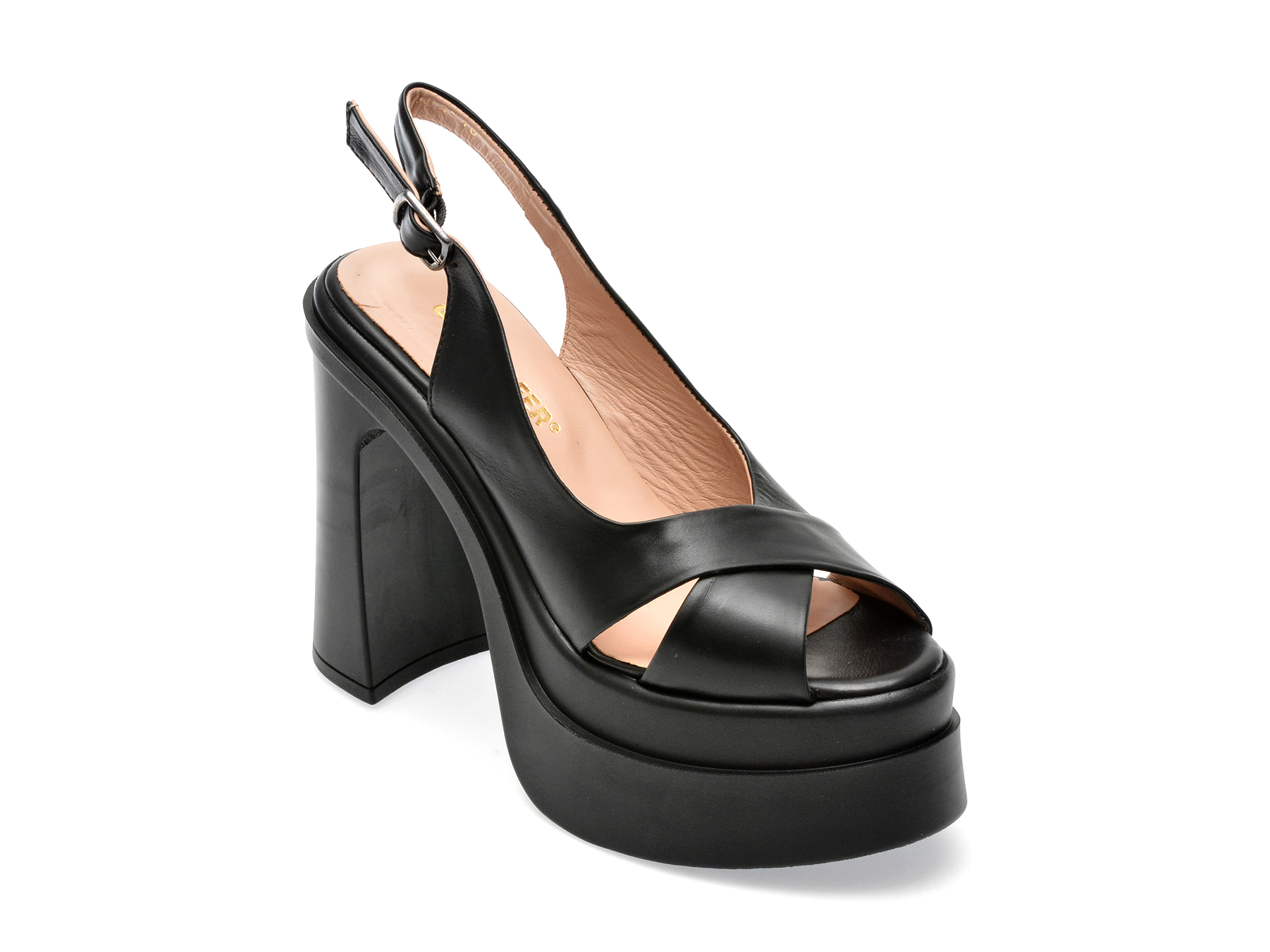 Sandale GOLD DEER negre, 13006, din piele naturala 1 Sandale GOLD DEER negre