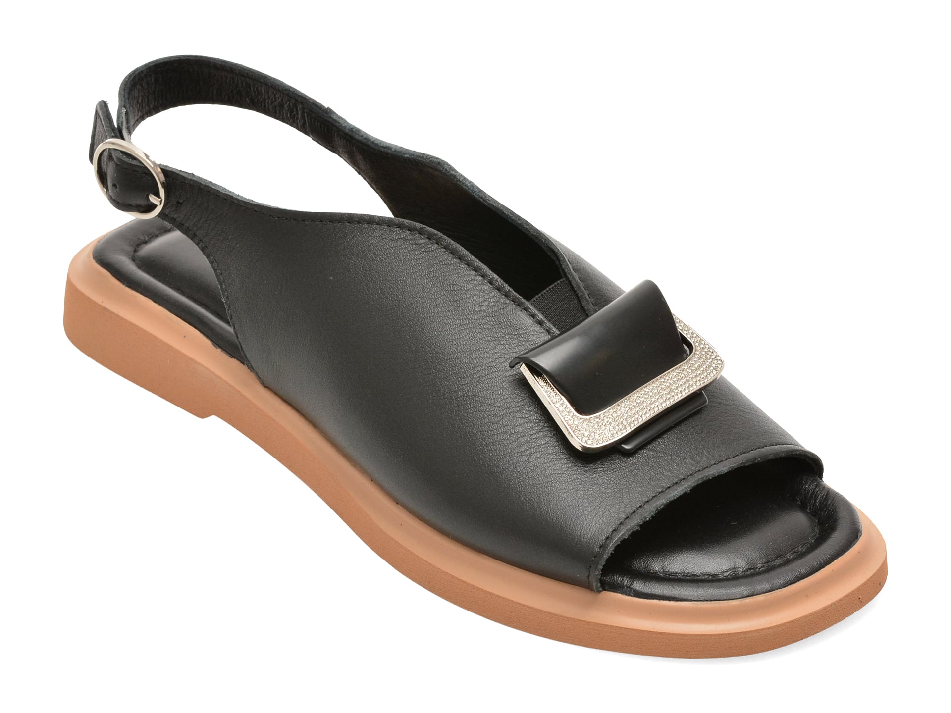 Sandale GOLD DEER negre, 2201, din piele naturala 1 Sandale GOLD DEER negre
