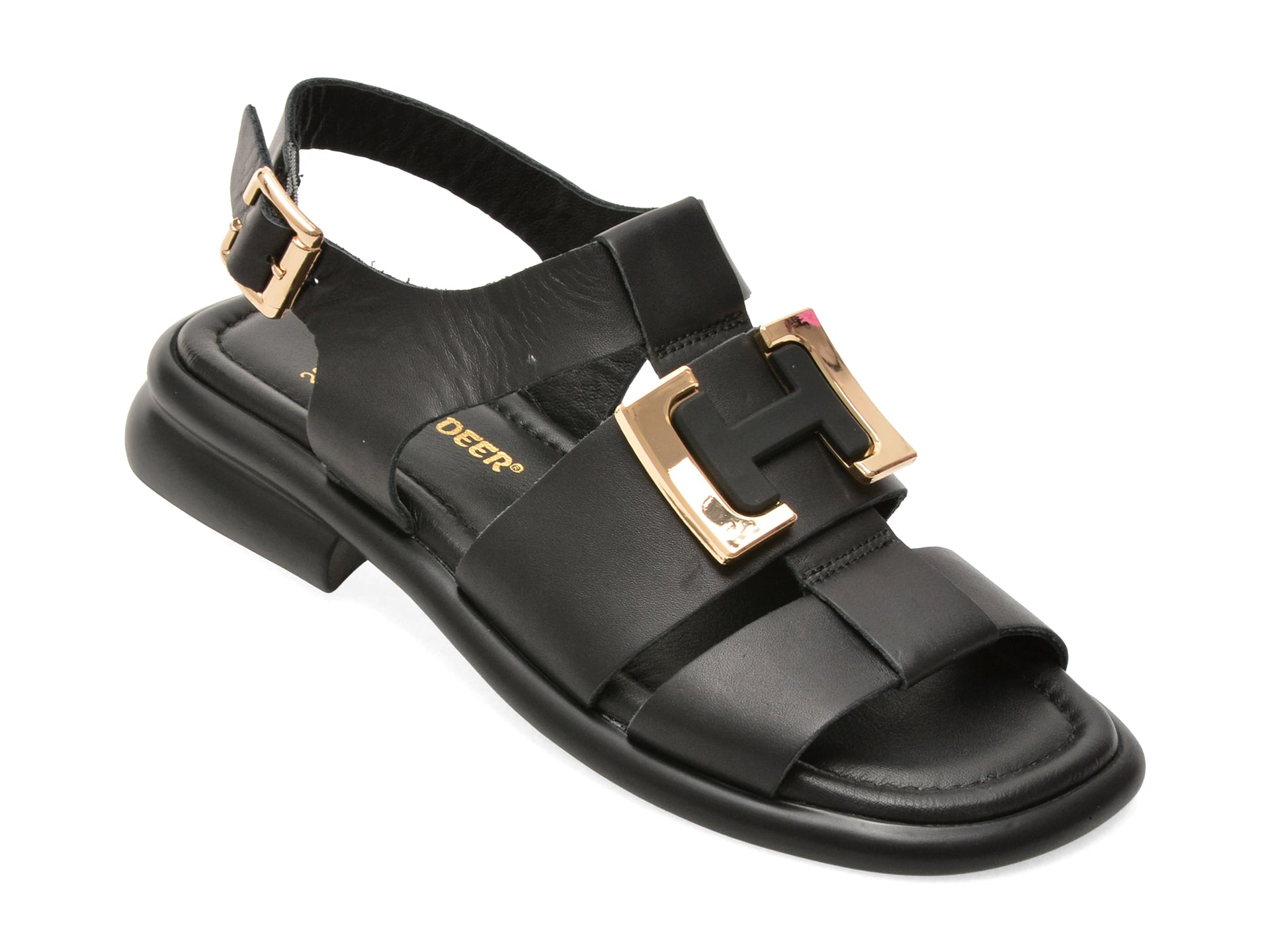 Sandale GOLD DEER negre, 22039, din piele naturala 1 Sandale GOLD DEER negre