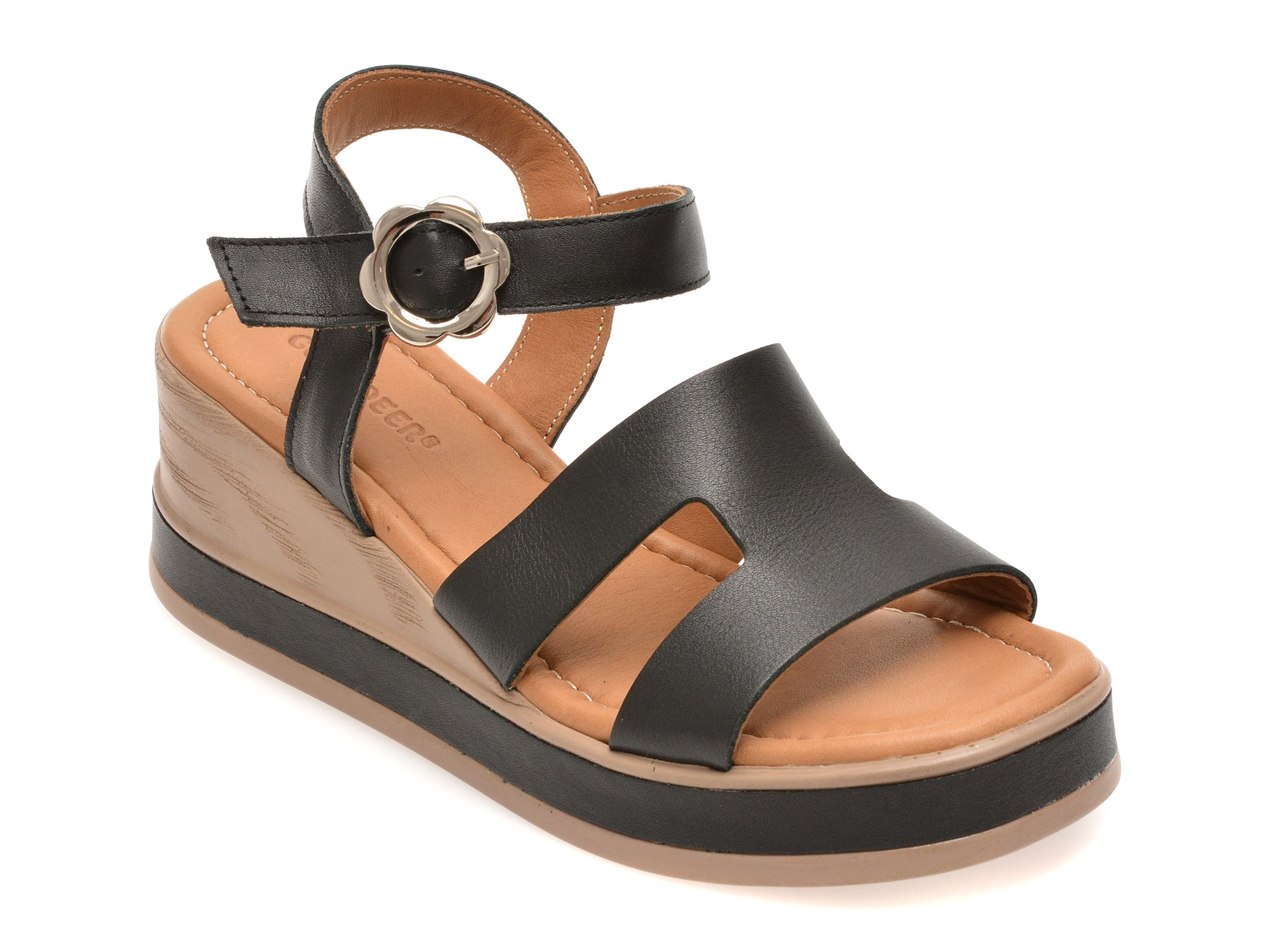 Sandale GOLD DEER negre, 22075, din piele naturala 1 Sandale GOLD DEER negre