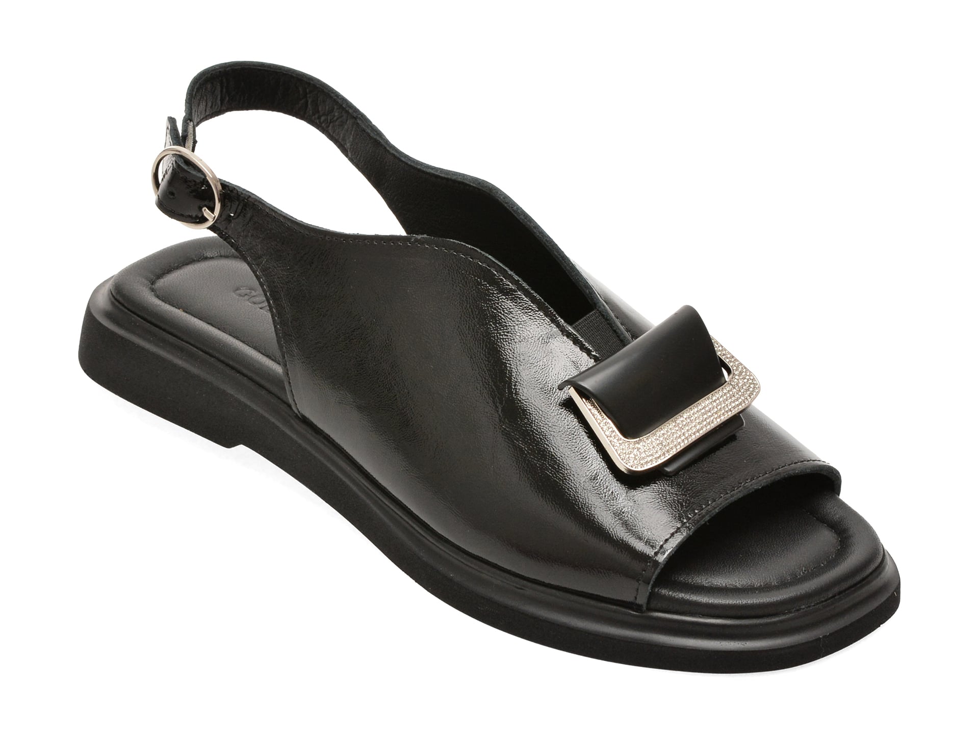Sandale GOLD DEER negre, 22077, din piele naturala lacuita 1 Sandale GOLD DEER negre