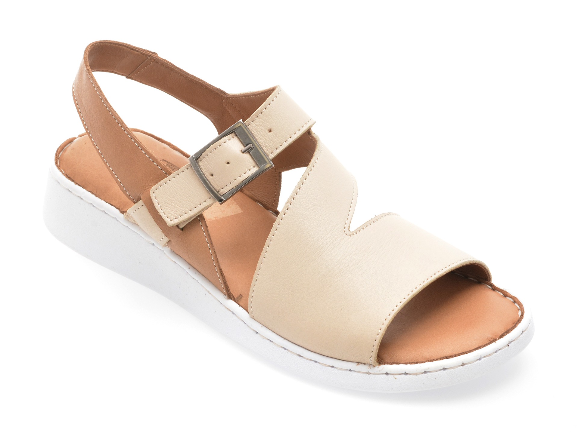 Sandale GOTSI bej, EV4017, din piele naturala 1 Sandale GOTSI bej