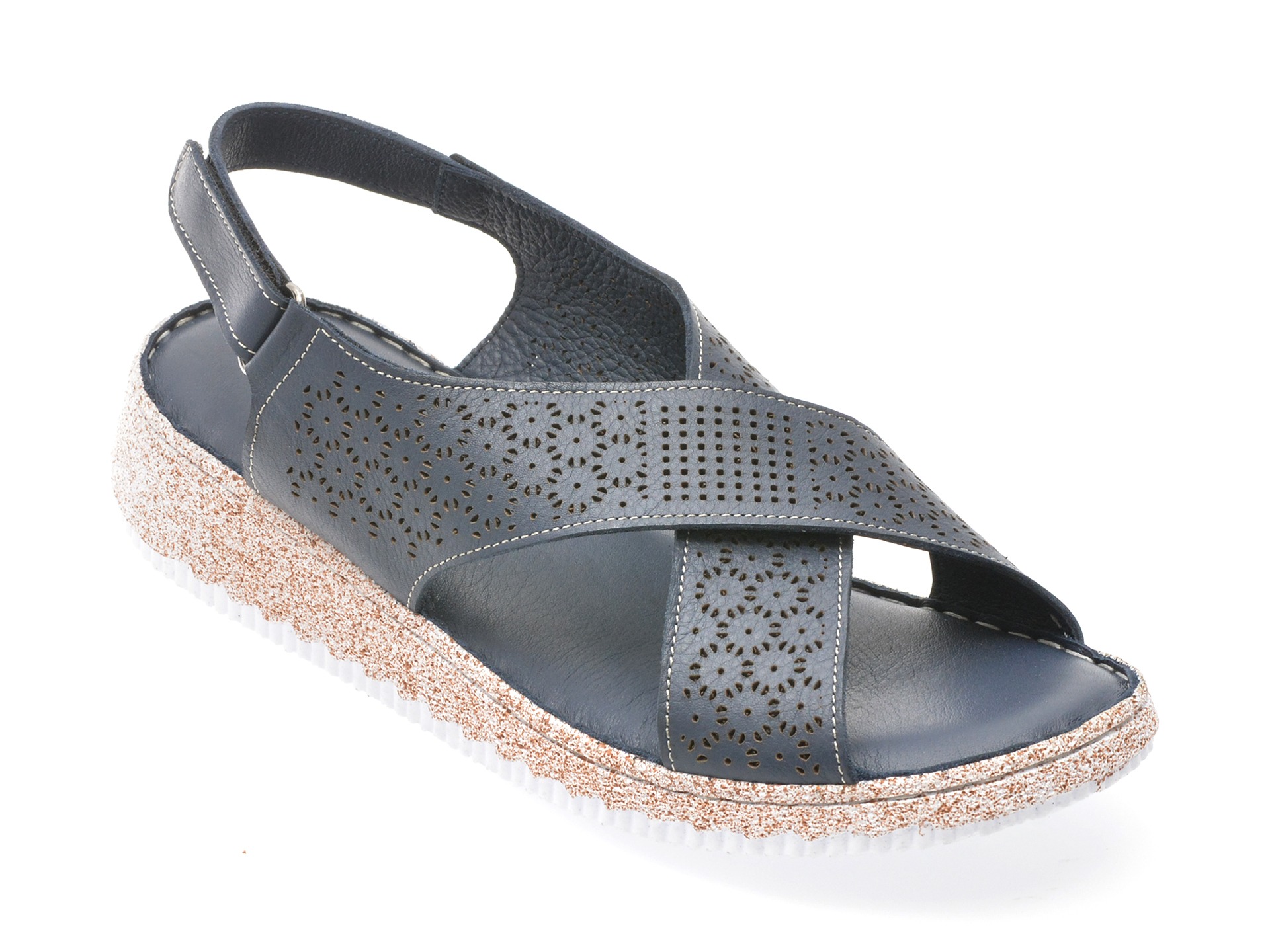 Sandale GOTSI bleumarin, EV4003, din piele naturala 1 Sandale GOTSI bleumarin