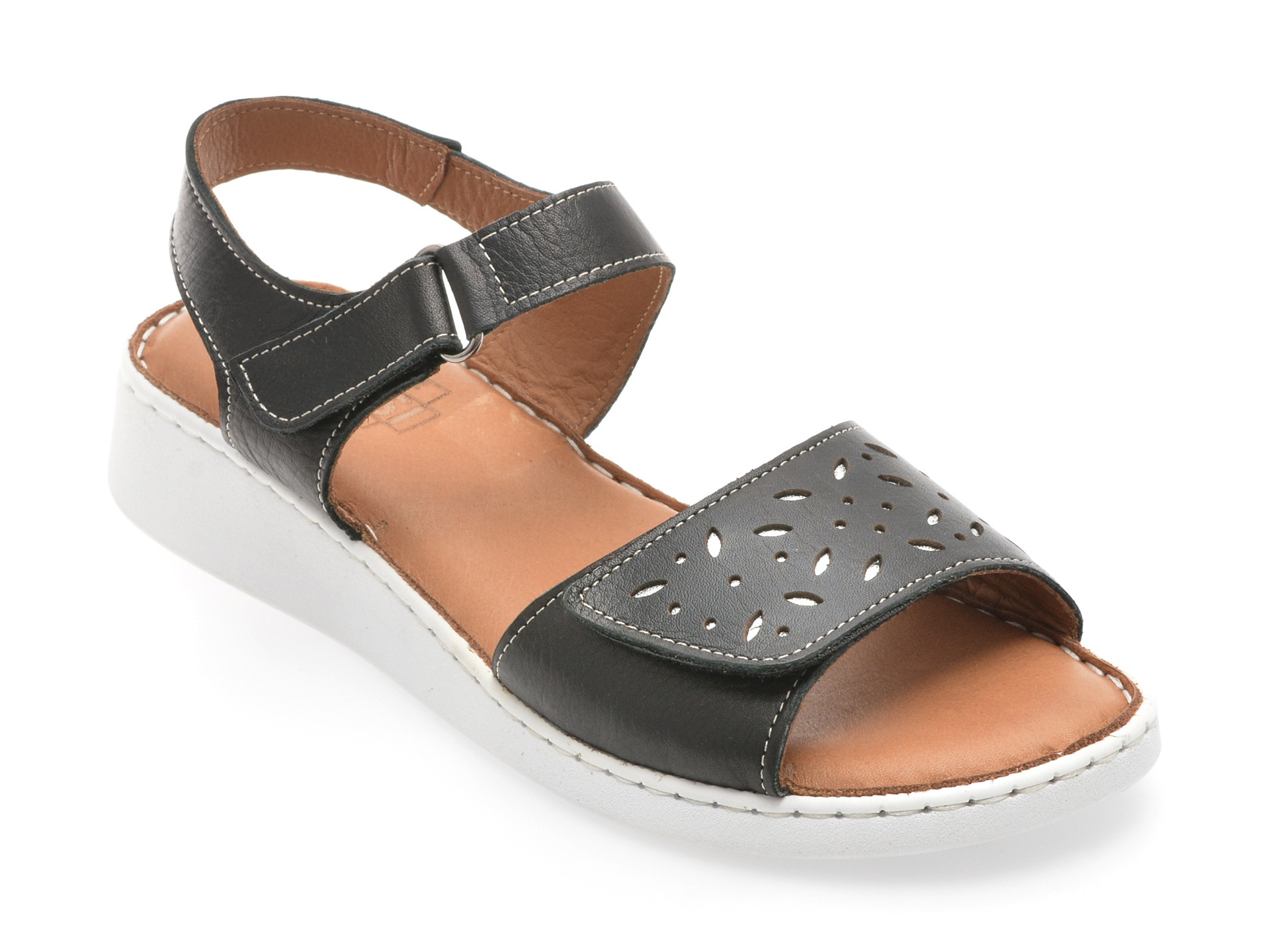 Sandale GOTSI negre, EV4022, din piele naturala 1 Sandale GOTSI negre