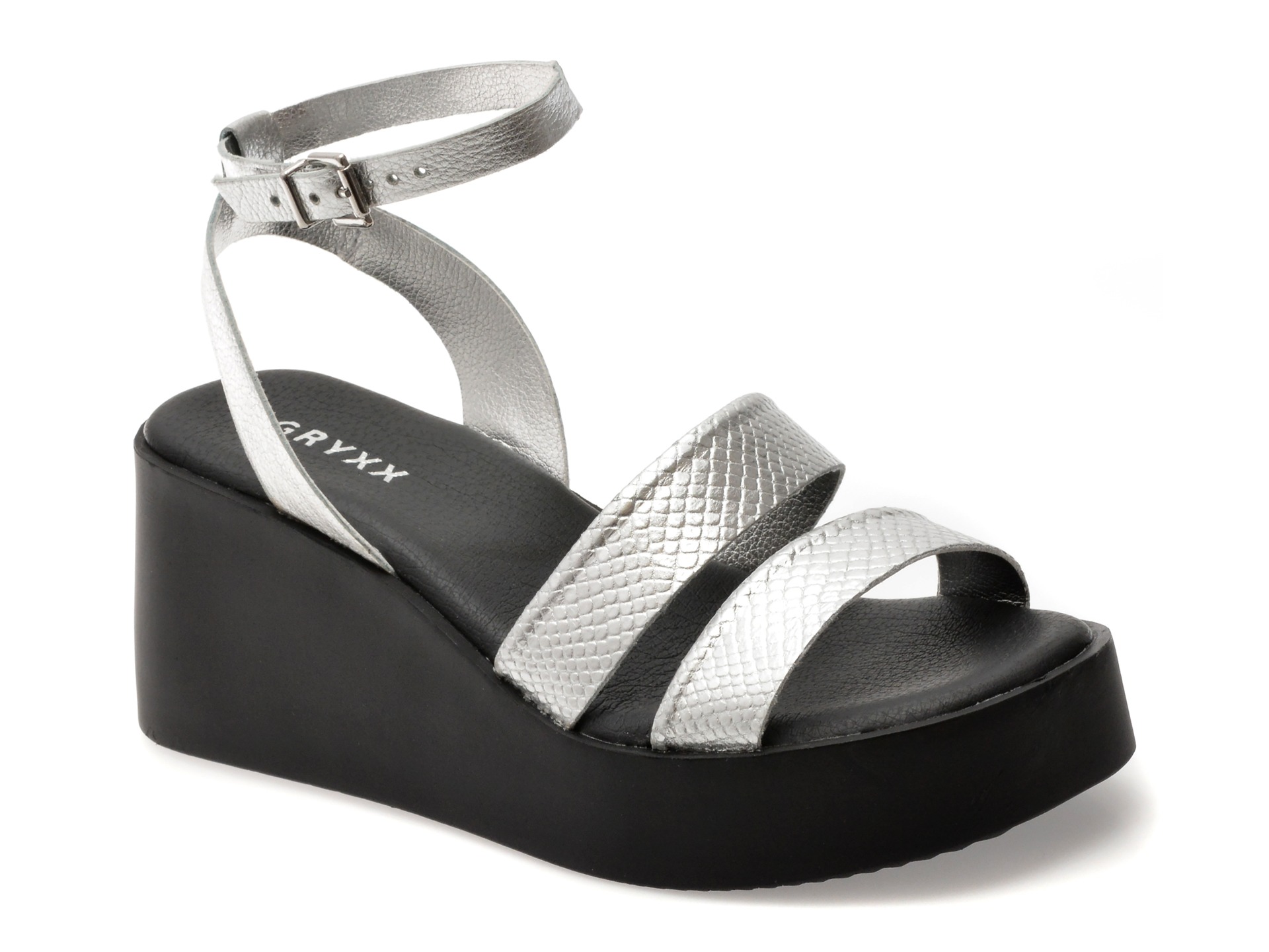 Sandale GRYXX argintii, 366003, din piele naturala 1 Sandale GRYXX argintii