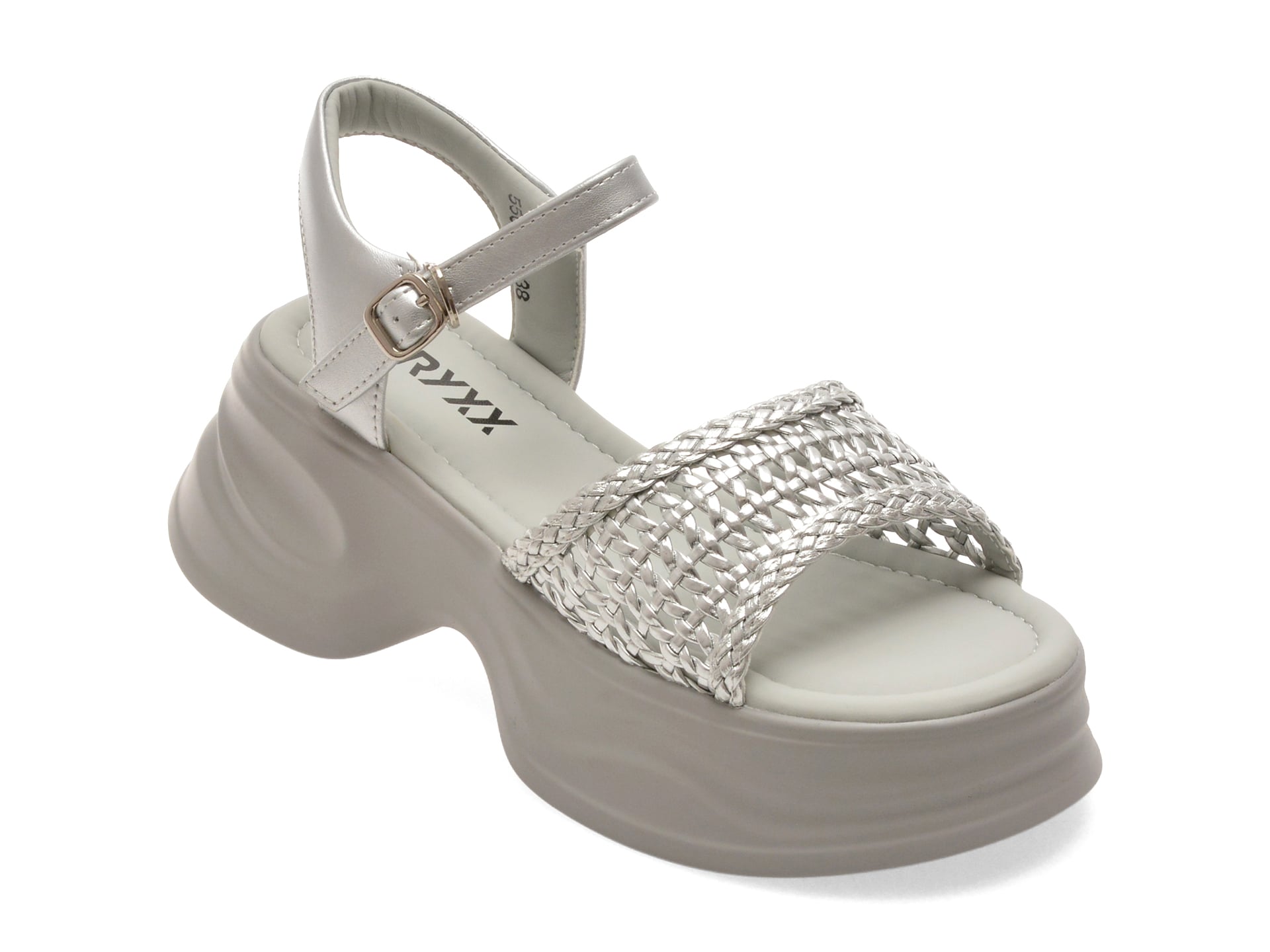 Sandale GRYXX argintii, 550886, din piele ecologica 1 Sandale GRYXX argintii