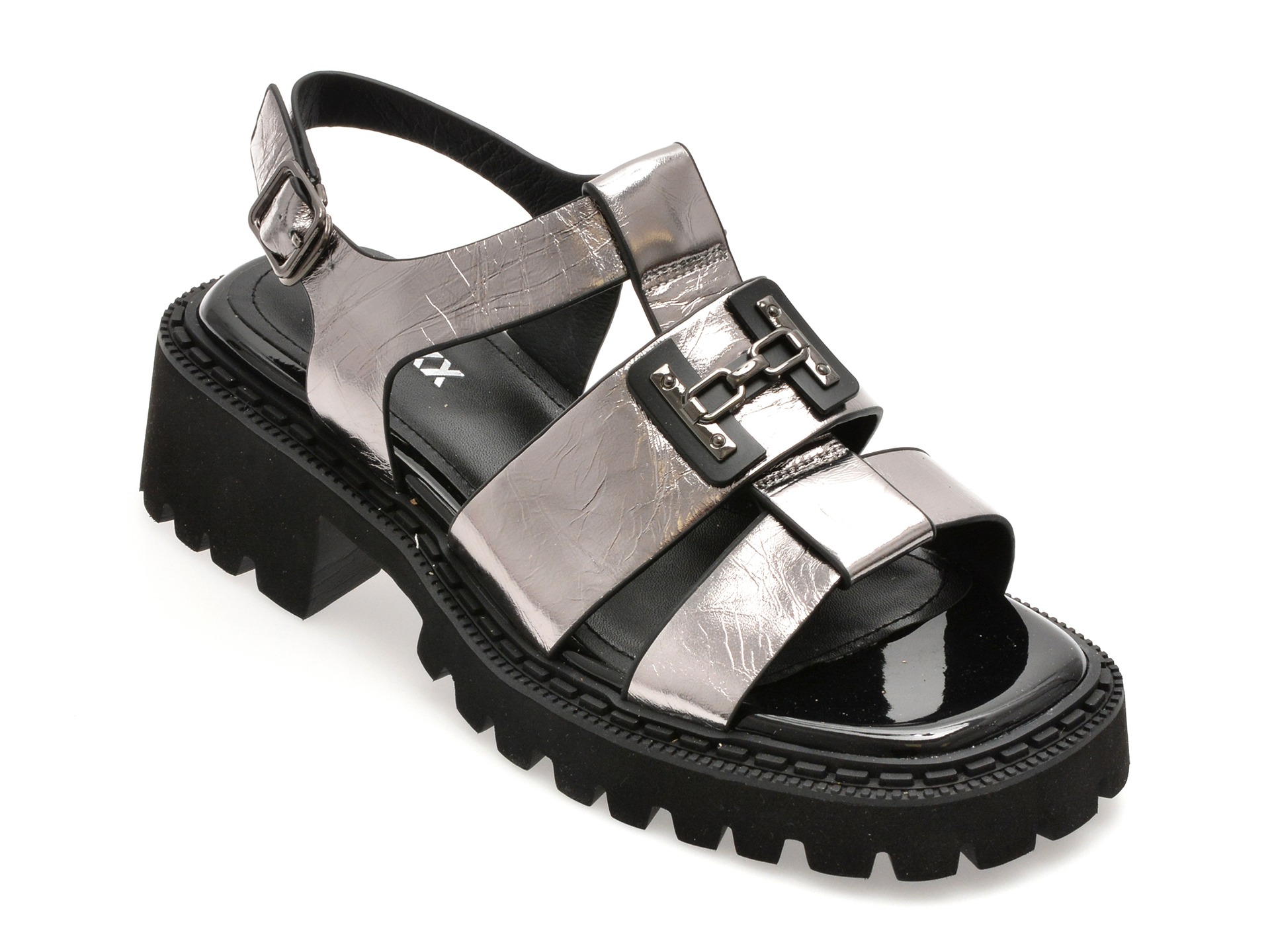 Sandale GRYXX argintii, H58, din piele naturala 1 Sandale GRYXX argintii