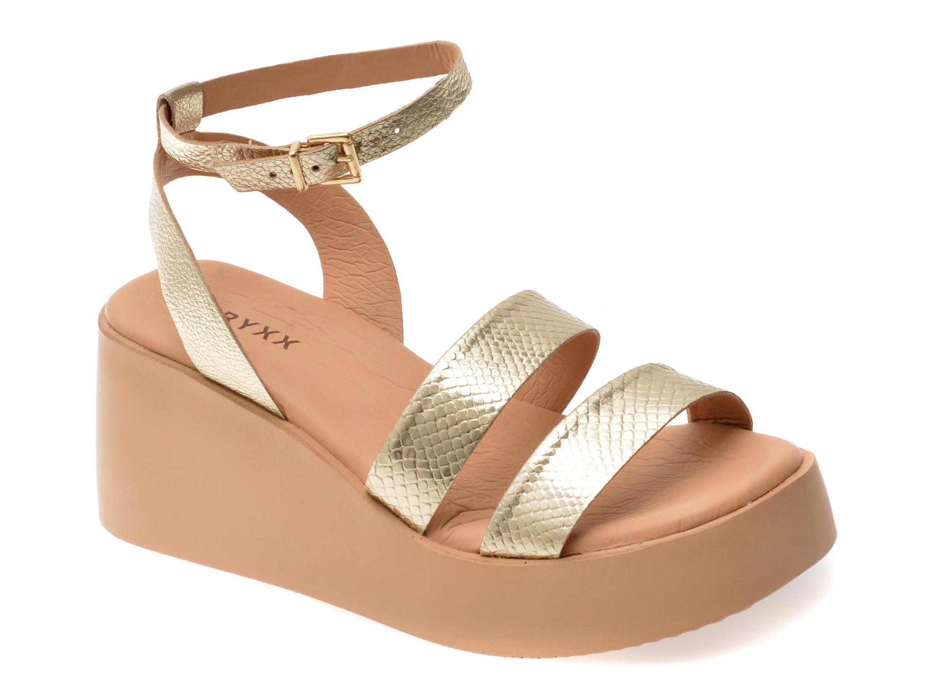 Sandale GRYXX aurii, 366003, din piele naturala 1 Sandale GRYXX aurii