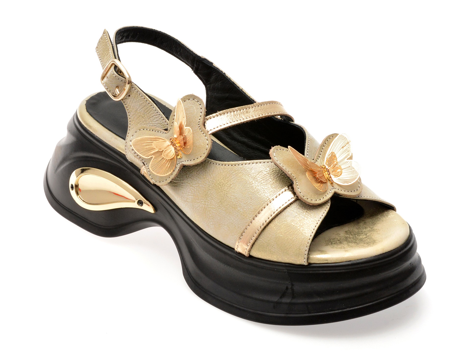 Sandale GRYXX aurii, 4352813, din piele naturala 1 Sandale GRYXX aurii