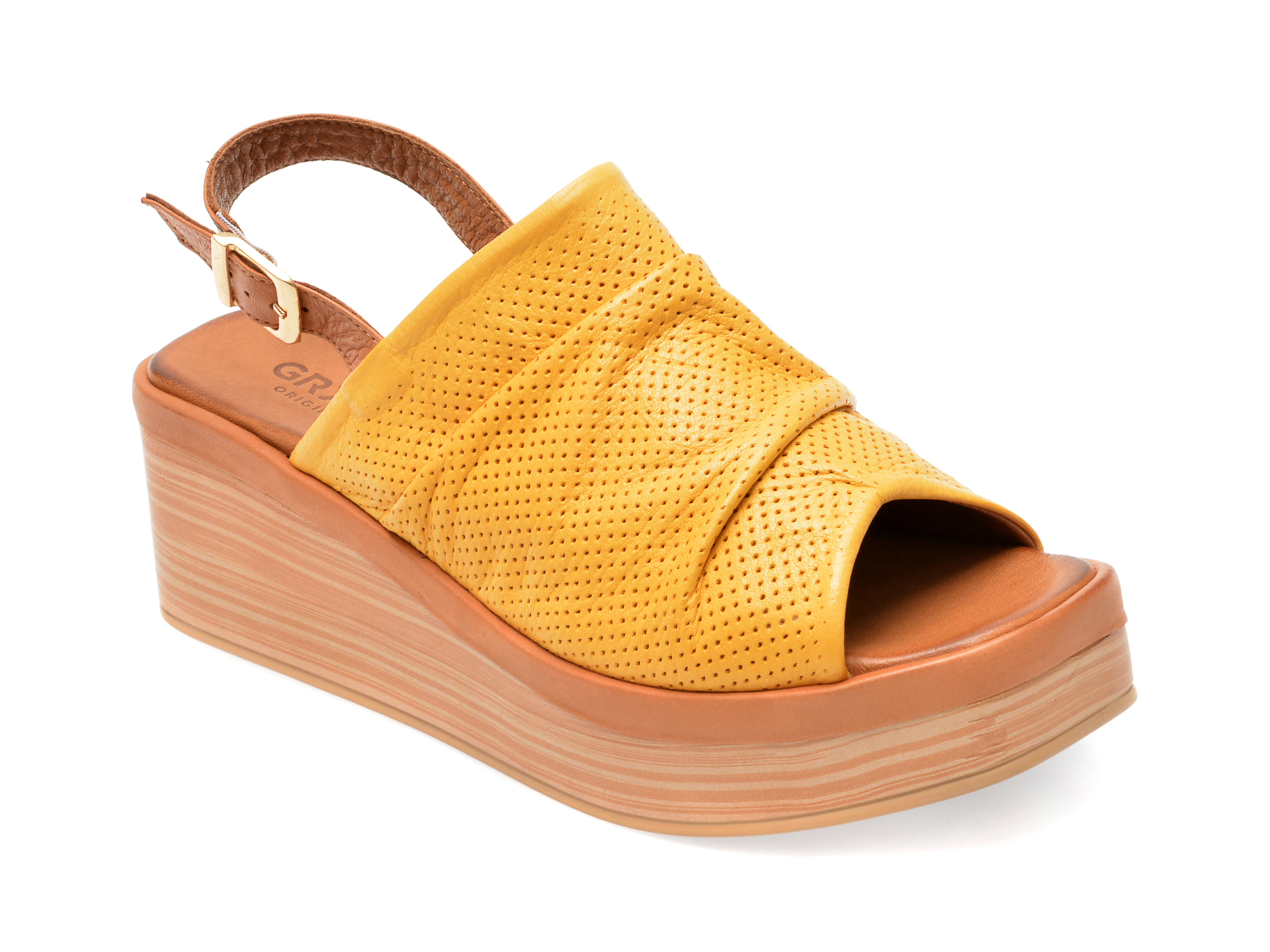 Sandale GRYXX galbene, 1193, din piele naturala 1 Sandale GRYXX galbene