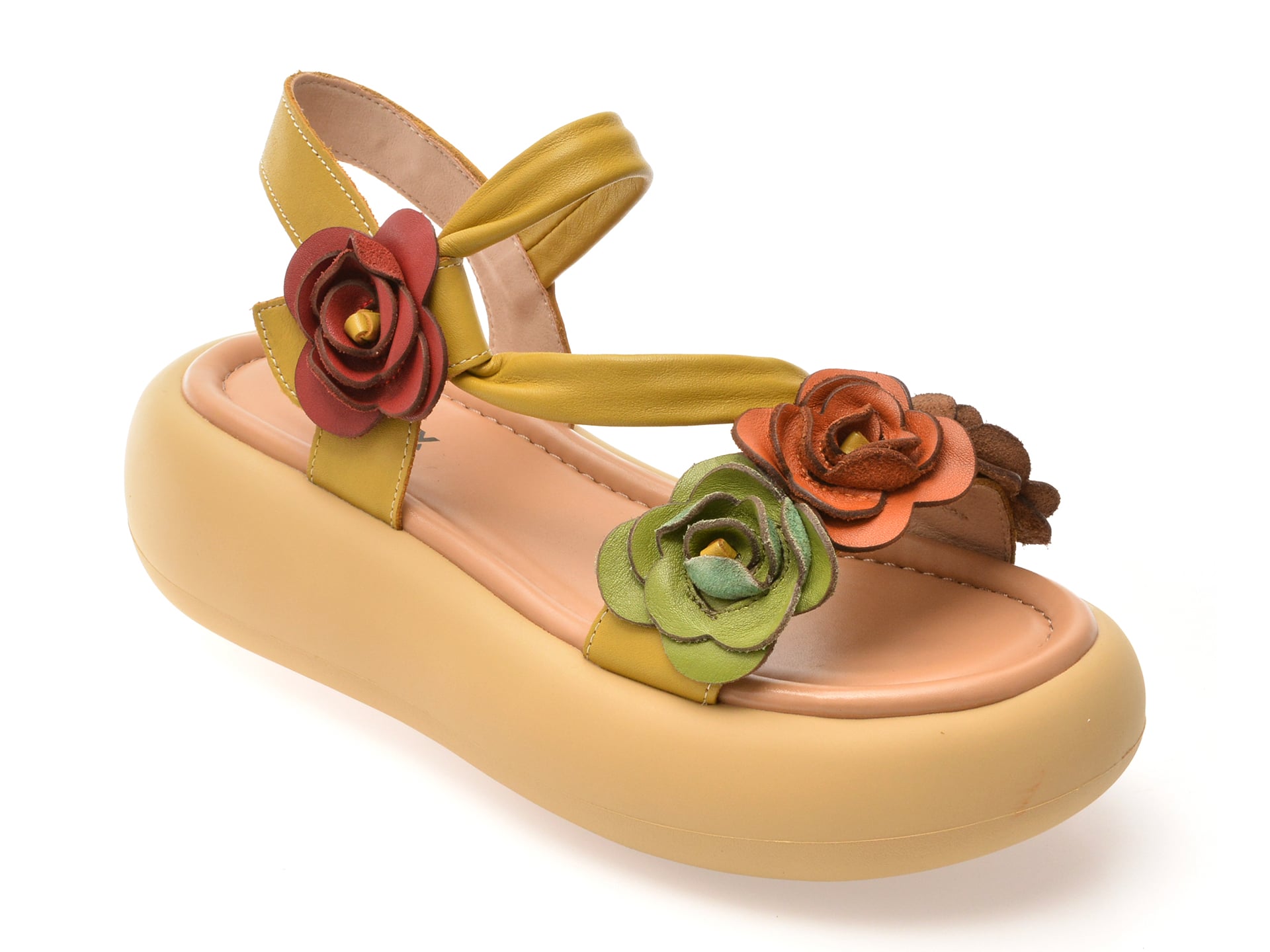 Sandale GRYXX galbene, 51656, din piele naturala 1 Sandale GRYXX galbene