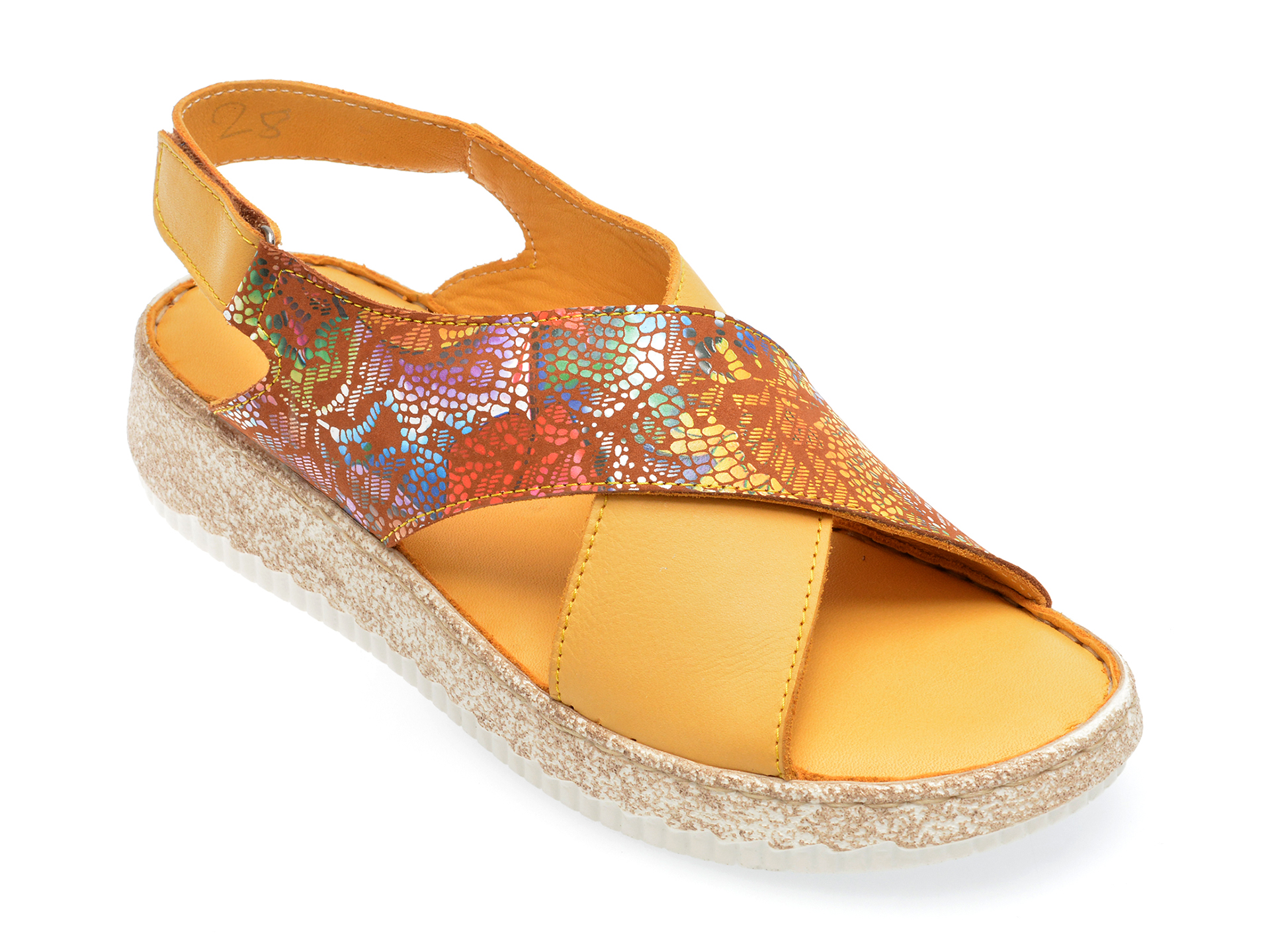 Sandale GRYXX galbene, 6012, din piele naturala 1 Sandale GRYXX galbene