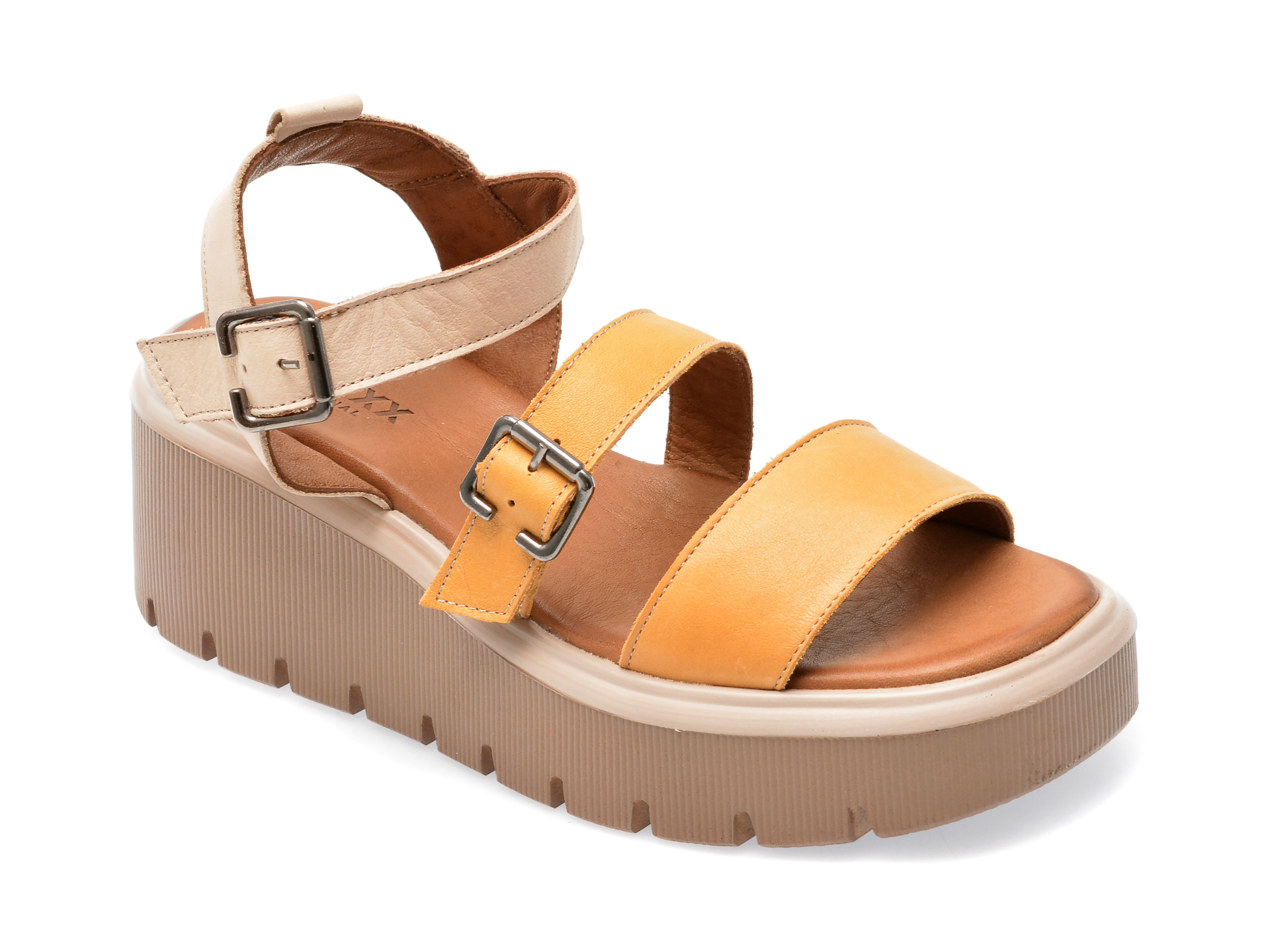 Sandale GRYXX galbene, 7200, din piele naturala 1 Sandale GRYXX galbene