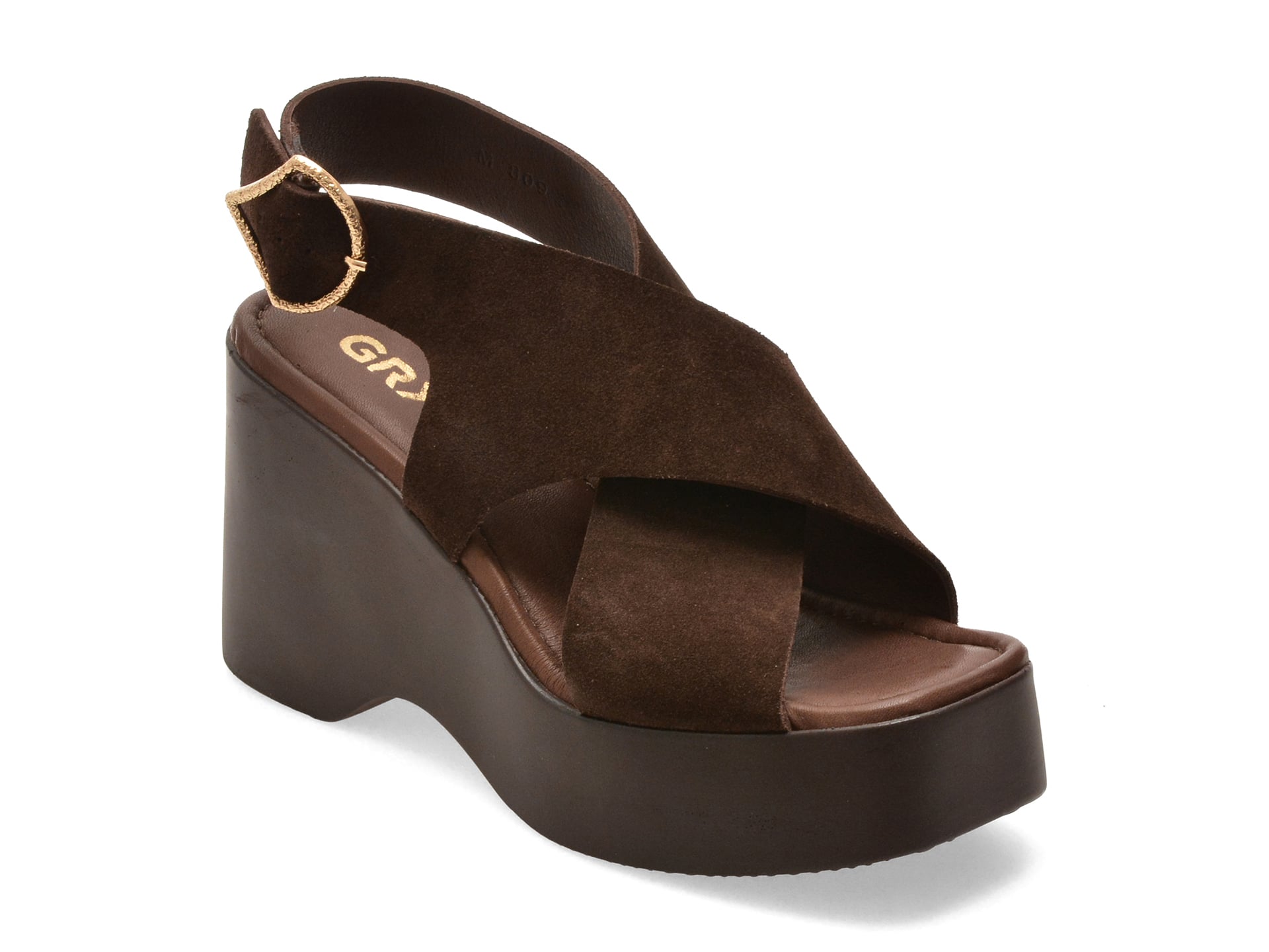 Sandale GRYXX maro, M809, din piele intoarsa 1 Sandale GRYXX maro