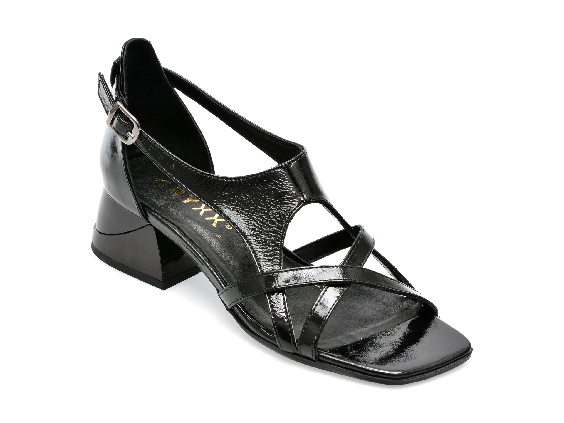 Sandale GRYXX negre, 1073, din piele naturala lacuita 1 Sandale GRYXX negre