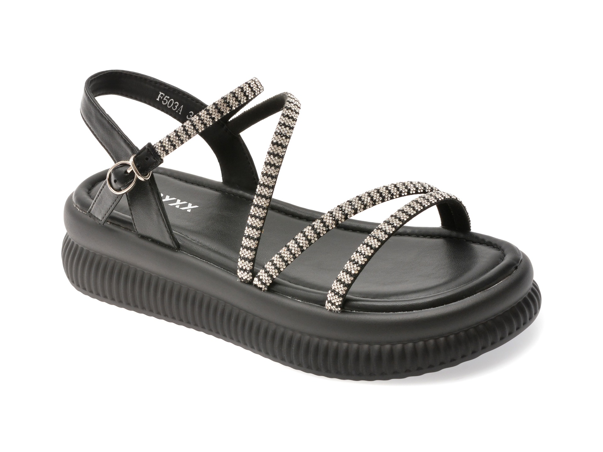 Sandale GRYXX negre, F503, din piele ecologica 1 Sandale GRYXX negre