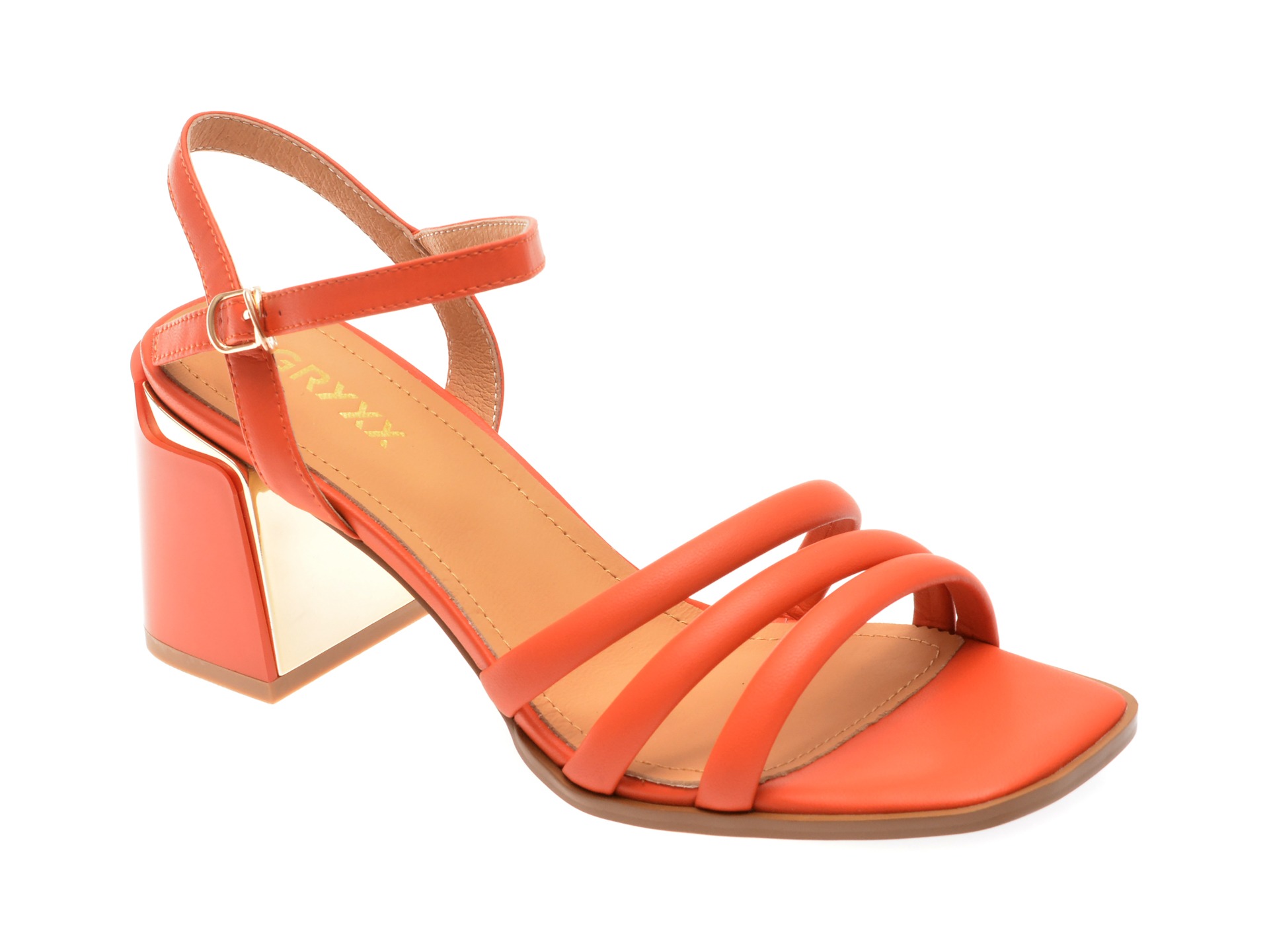 Sandale GRYXX portocalii, F59C10, din piele naturala 1 Sandale GRYXX portocalii