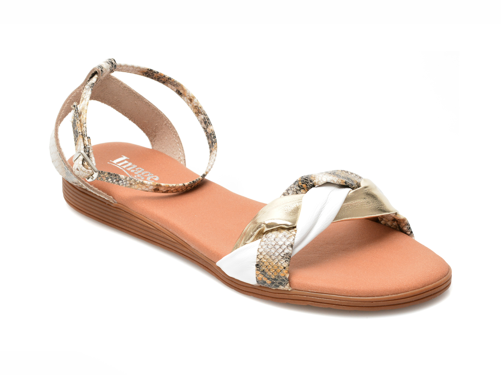 Sandale IMAGE albe, 100H, din piele naturala 1 Sandale IMAGE albe