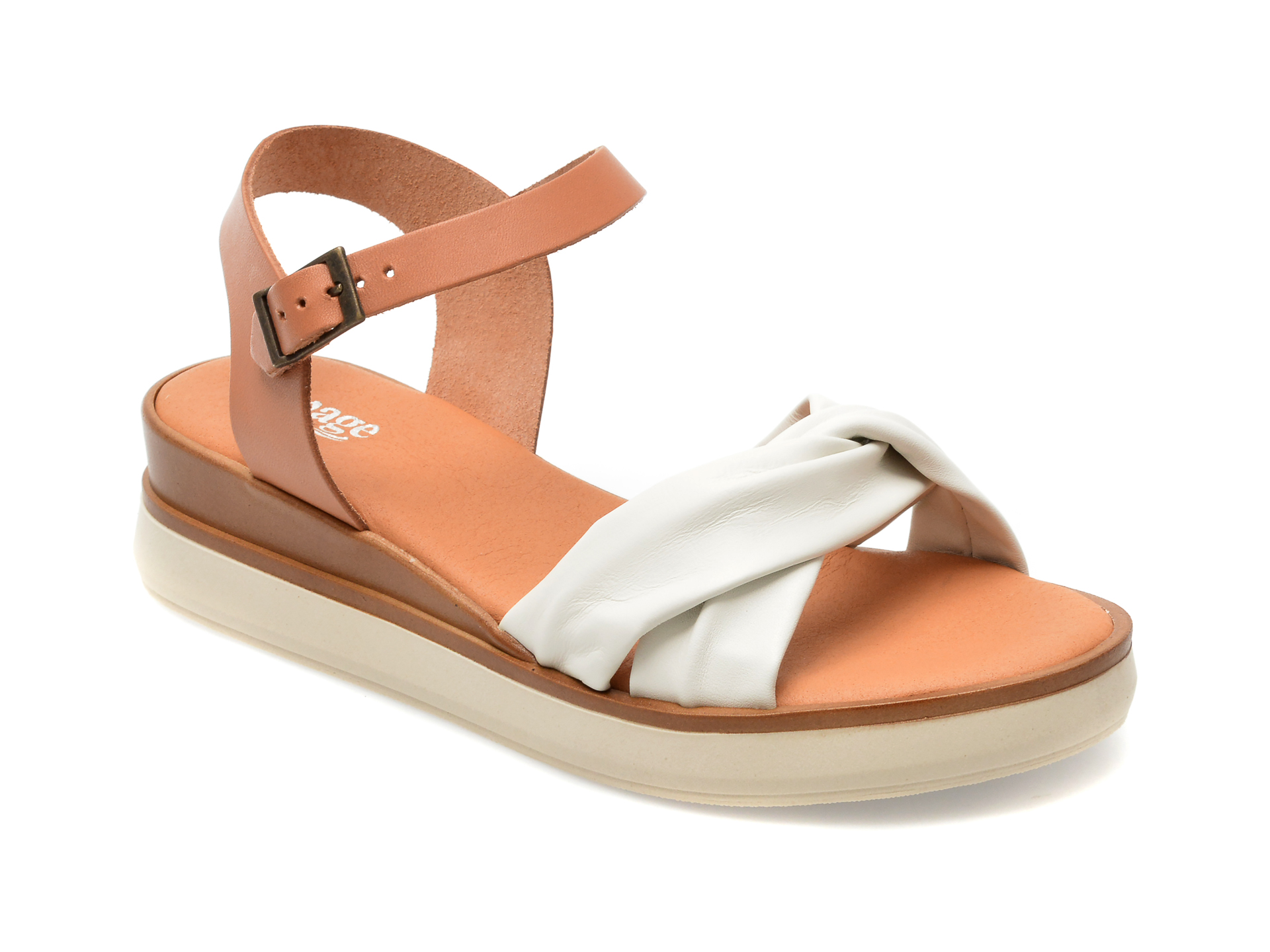 Sandale IMAGE albe, INDIRA, din piele naturala 1 Sandale IMAGE albe