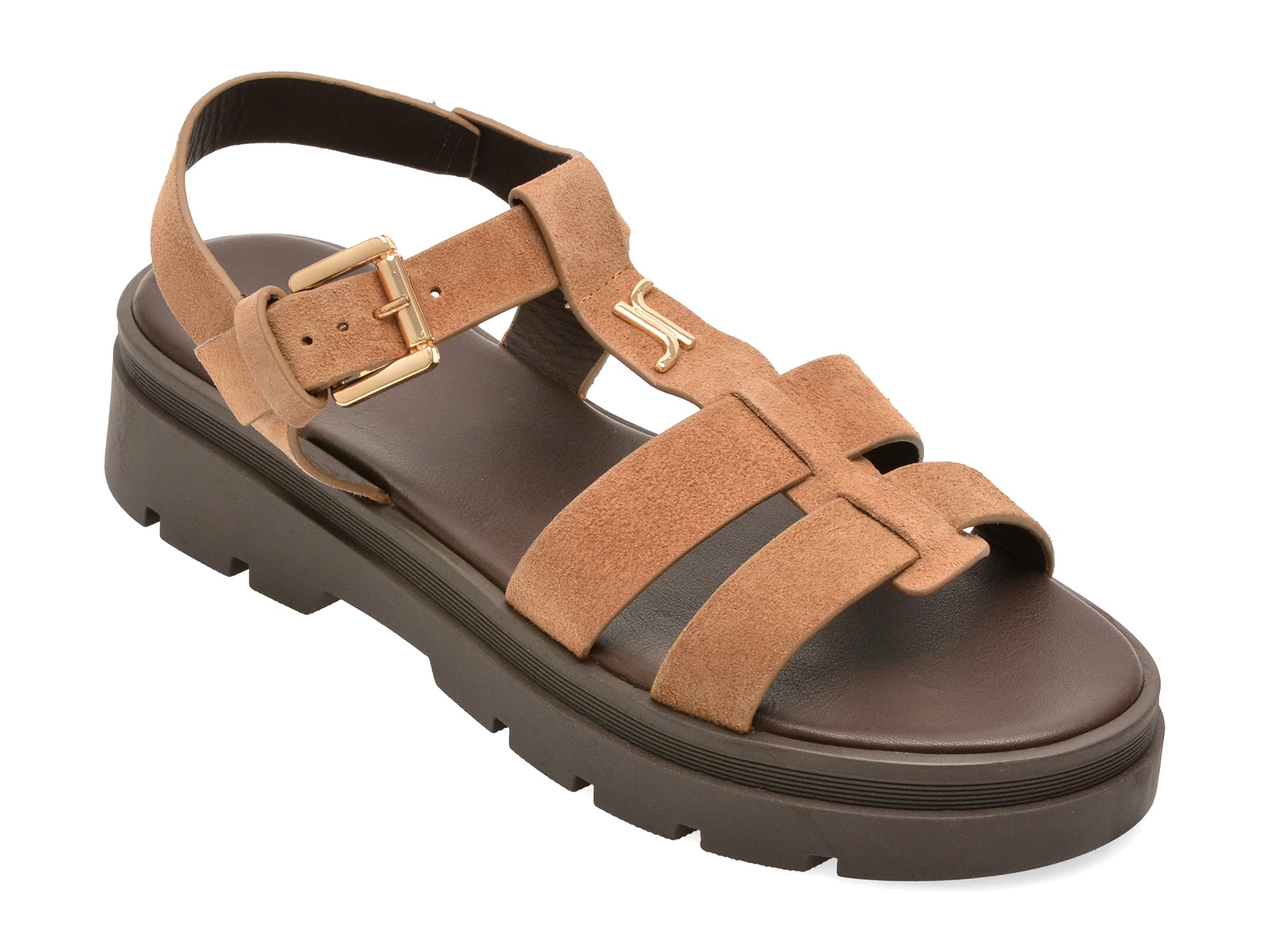 Sandale JONAK maro, 585, din piele intoarsa 1 Sandale JONAK maro