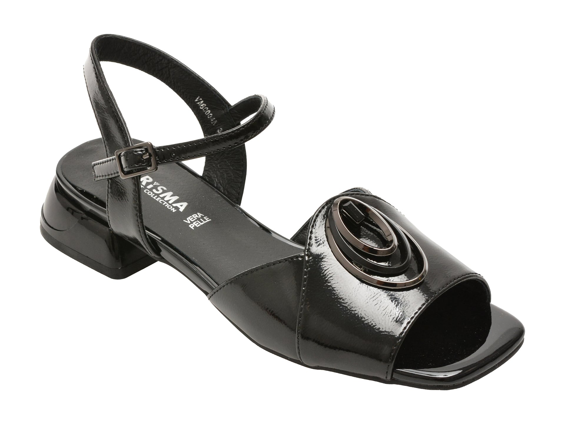 Sandale KARISMA negre, VA60004, din piele naturala lacuita 1 Sandale KARISMA negre