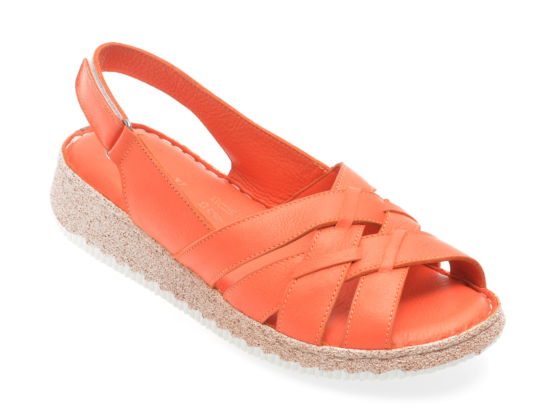 Sandale KELIK portocalii, EV4001, din piele naturala 1 Sandale KELIK portocalii