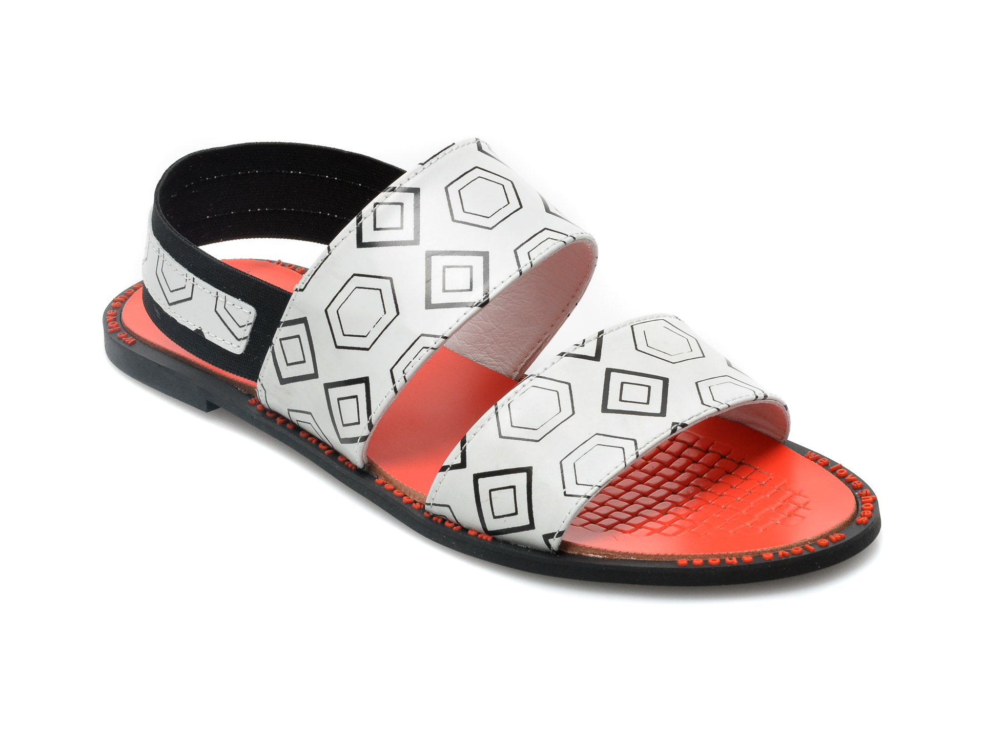 Sandale LABOUR alb-negru, 20044, din piele naturala 1 Sandale LABOUR alb-negru