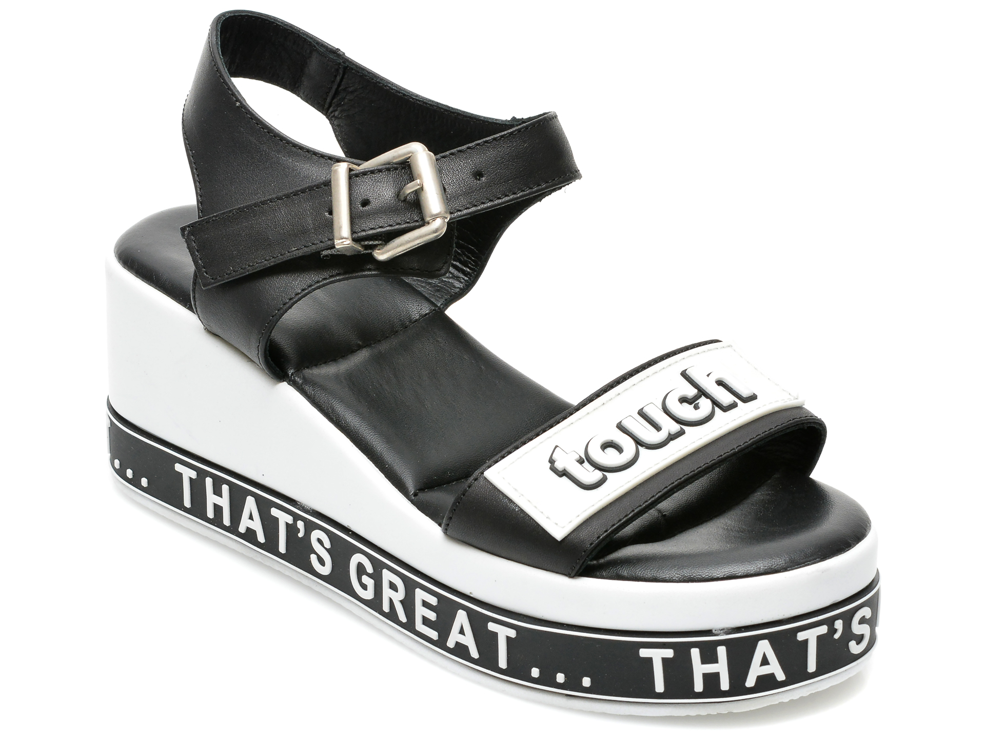 Sandale LABOUR alb-negru, 21009, din piele naturala 1 Sandale LABOUR alb-negru