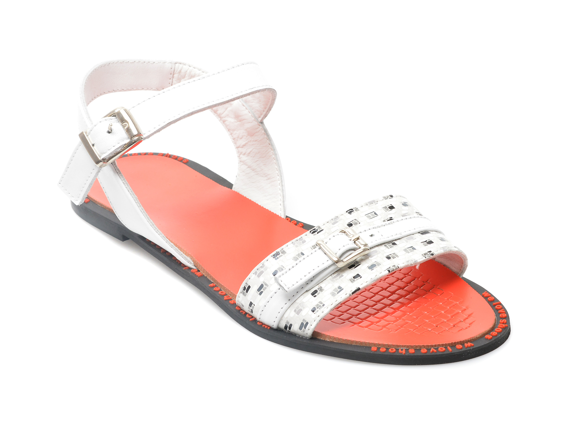 Sandale LABOUR alb-negru, 22282, din piele naturala 1 Sandale LABOUR alb-negru