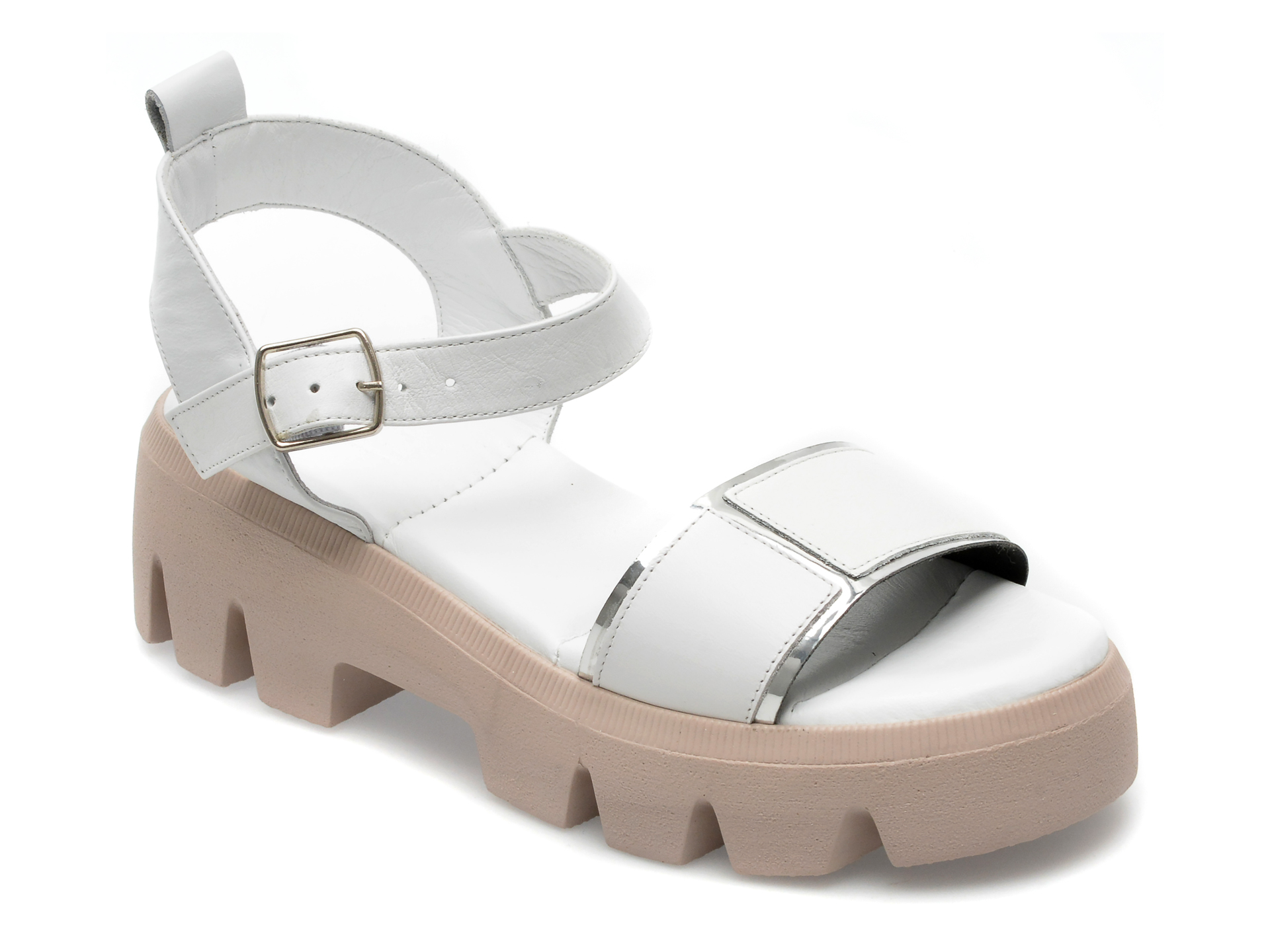 Sandale LABOUR argintii, 214583, din piele naturala 1 Sandale LABOUR argintii