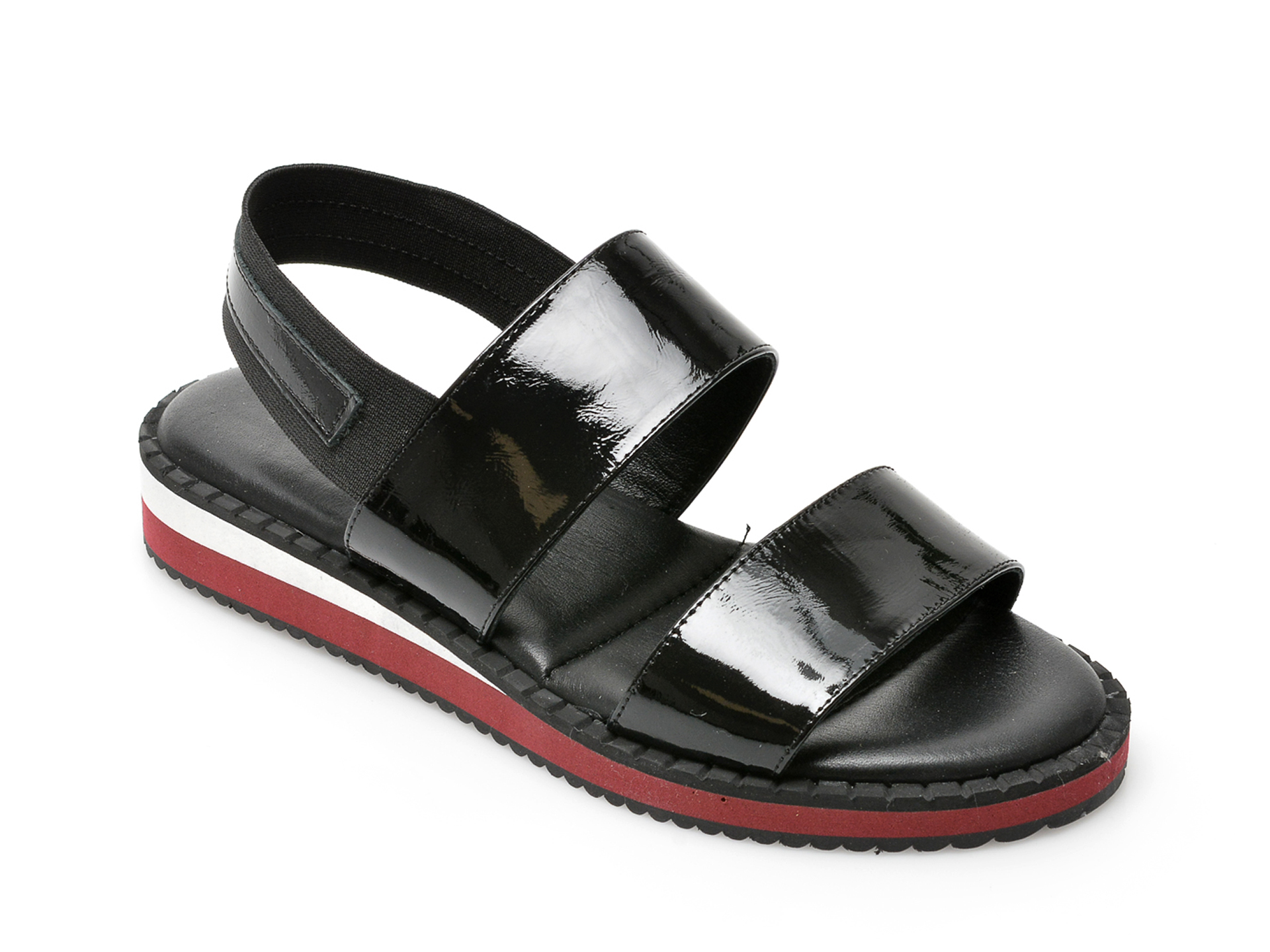 Sandale LABOUR negre, 20049, din piele naturala lacuita 1 Sandale LABOUR negre