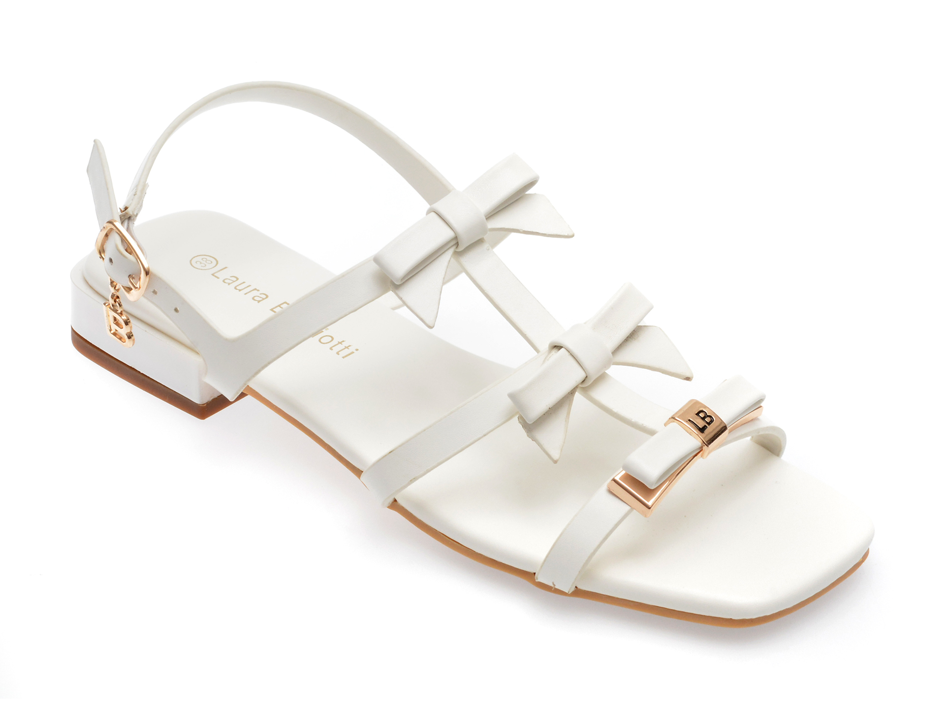 Sandale LAURA BIAGIOTTI albe, 8046, din piele ecologica 1 Sandale LAURA BIAGIOTTI albe