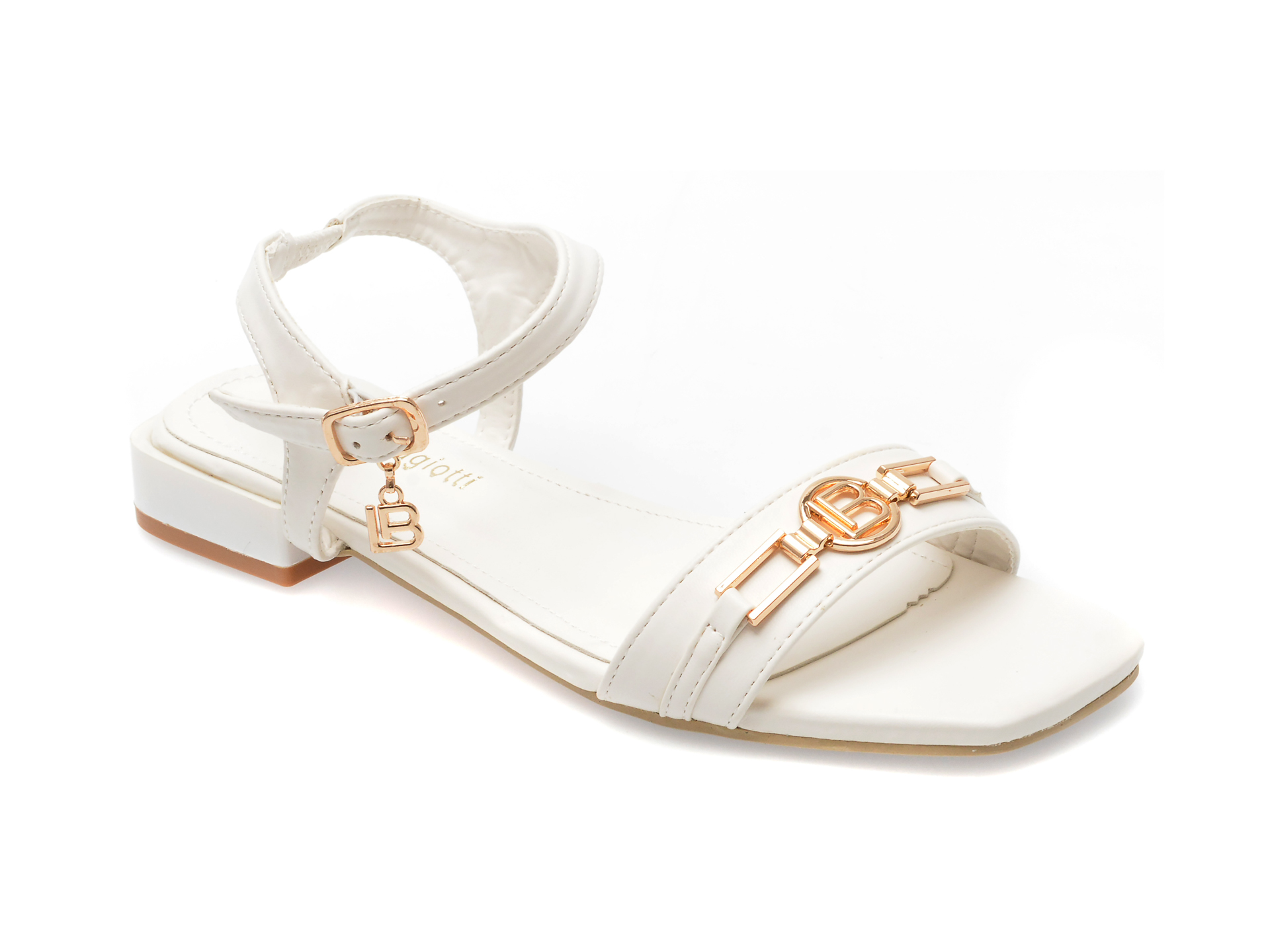 Sandale LAURA BIAGIOTTI albe, 8051, din piele ecologica 1 Sandale LAURA BIAGIOTTI albe