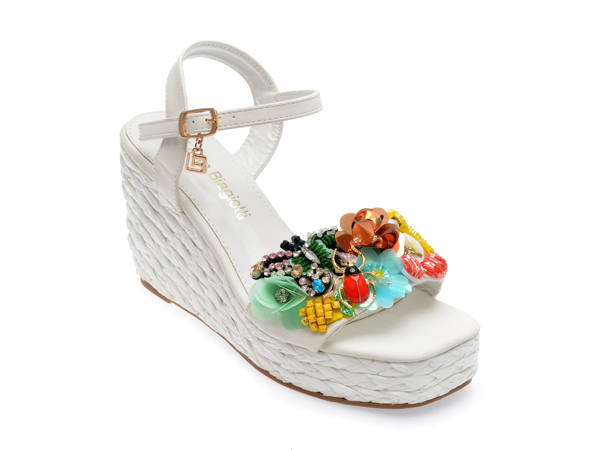 Sandale LAURA BIAGIOTTI albe, 8166, din piele ecologica 1 Sandale LAURA BIAGIOTTI albe