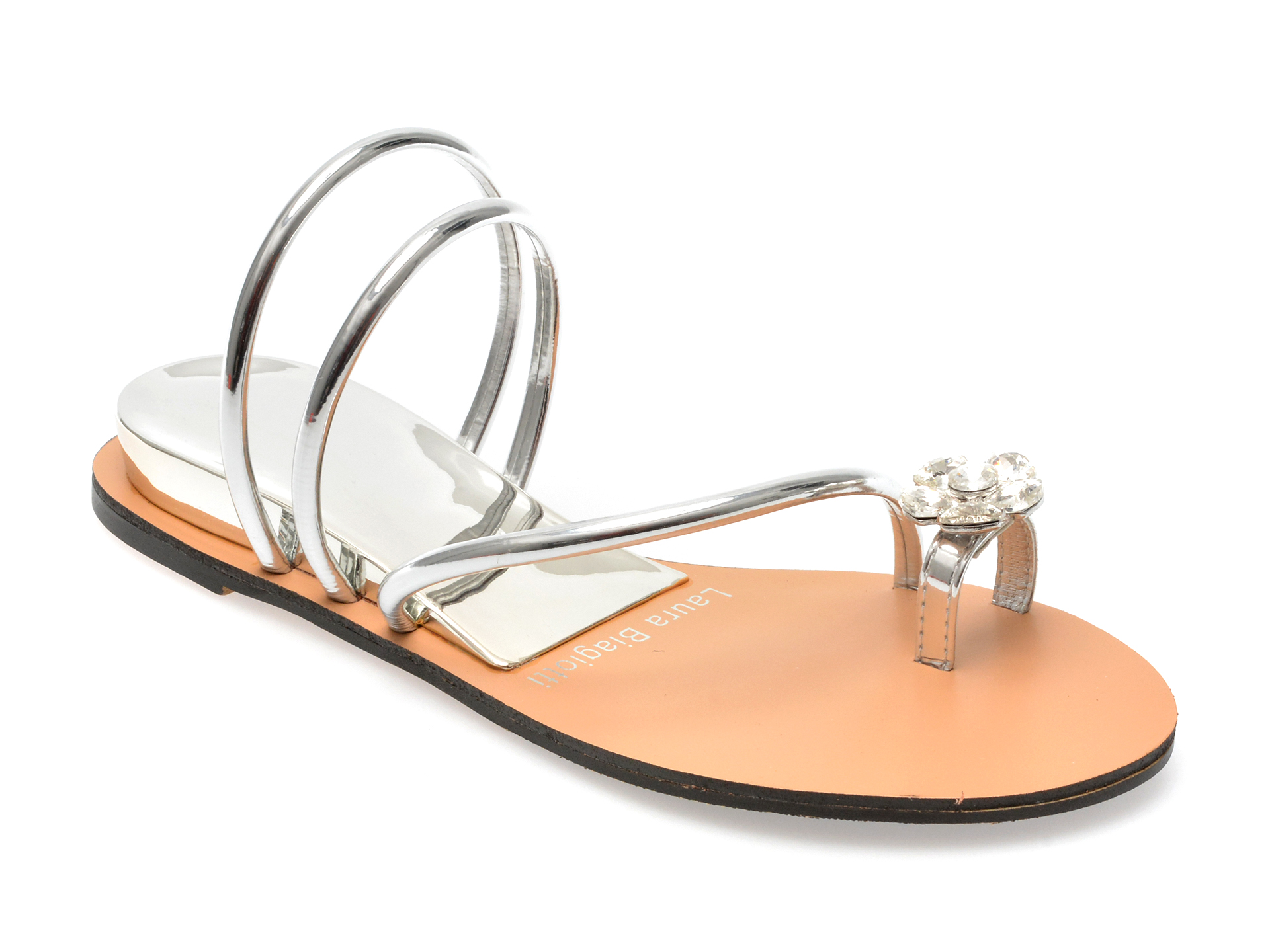 Sandale LAURA BIAGIOTTI argintii, 8059, din piele ecologica 1 Sandale LAURA BIAGIOTTI argintii