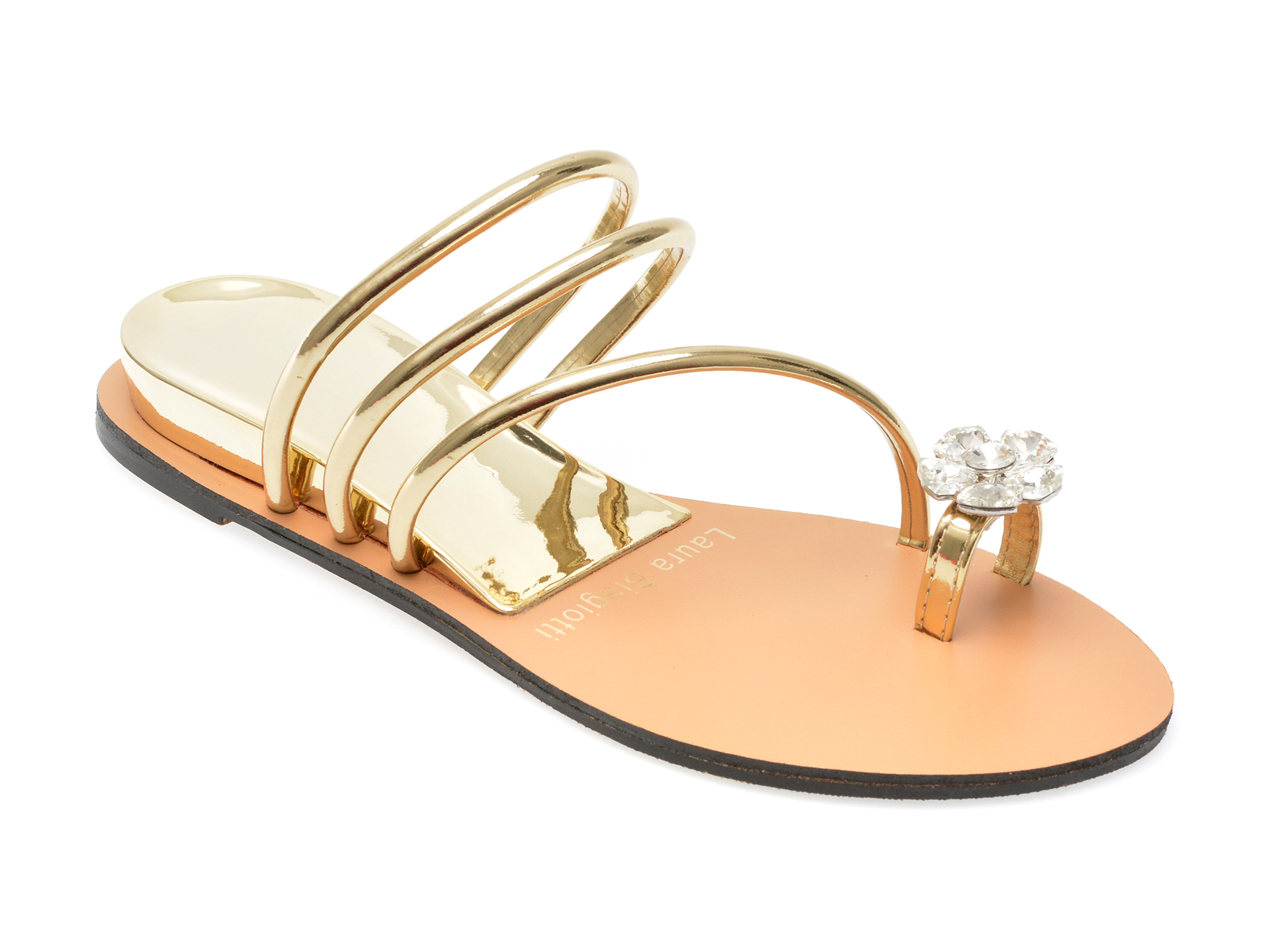 Sandale LAURA BIAGIOTTI aurii, 8059, din piele ecologica 1 Sandale LAURA BIAGIOTTI aurii