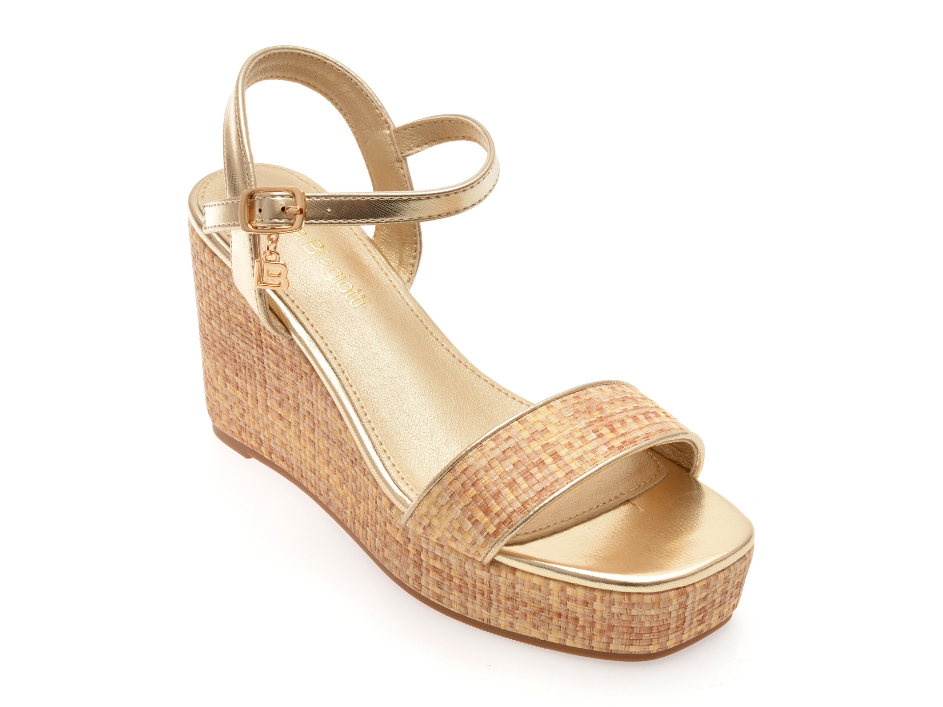 Sandale LAURA BIAGIOTTI aurii, 9106, din piele ecologica 1 Sandale LAURA BIAGIOTTI aurii