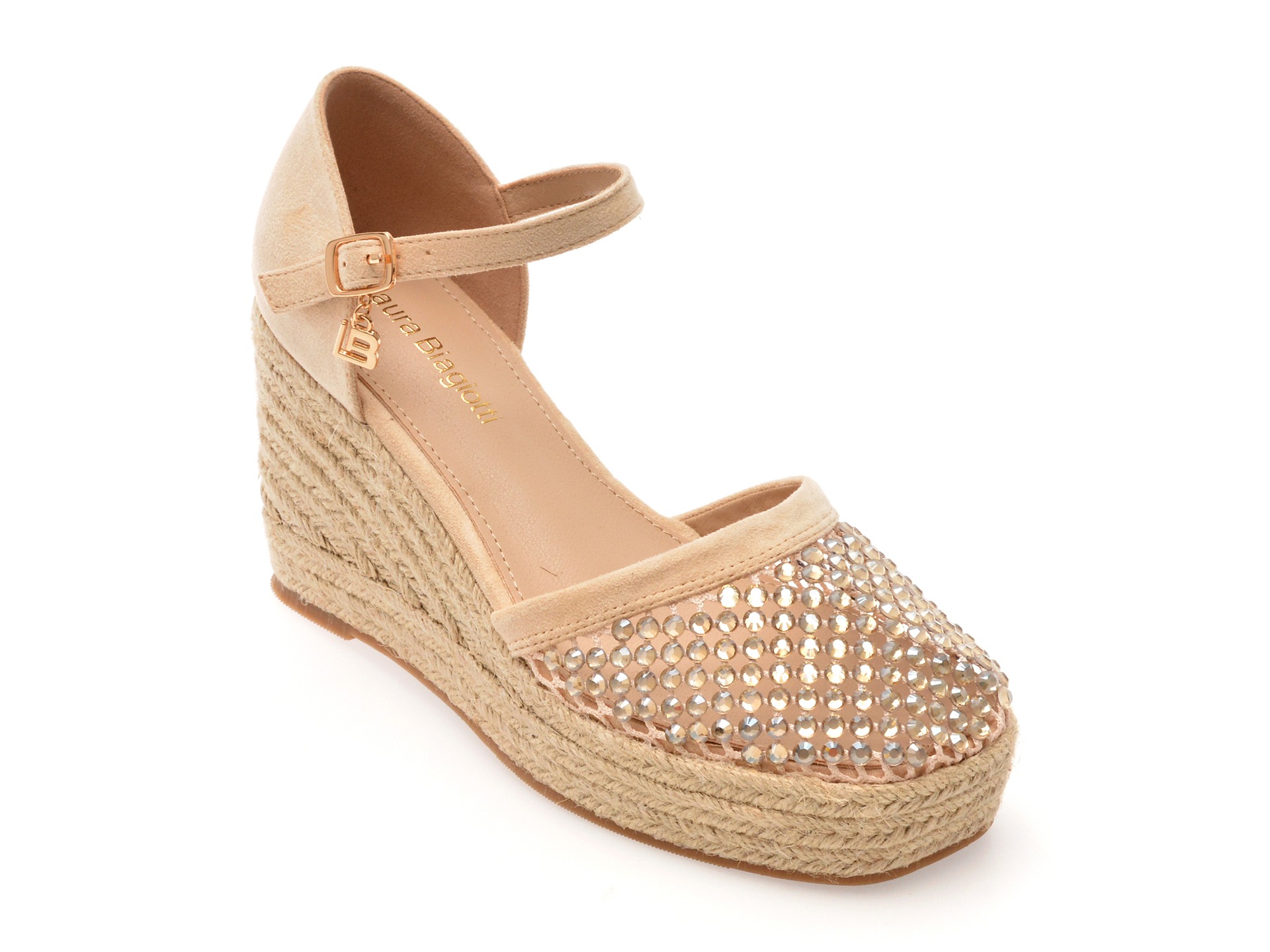 Sandale LAURA BIAGIOTTI bej, 9103, din material textil 1 Sandale LAURA BIAGIOTTI bej