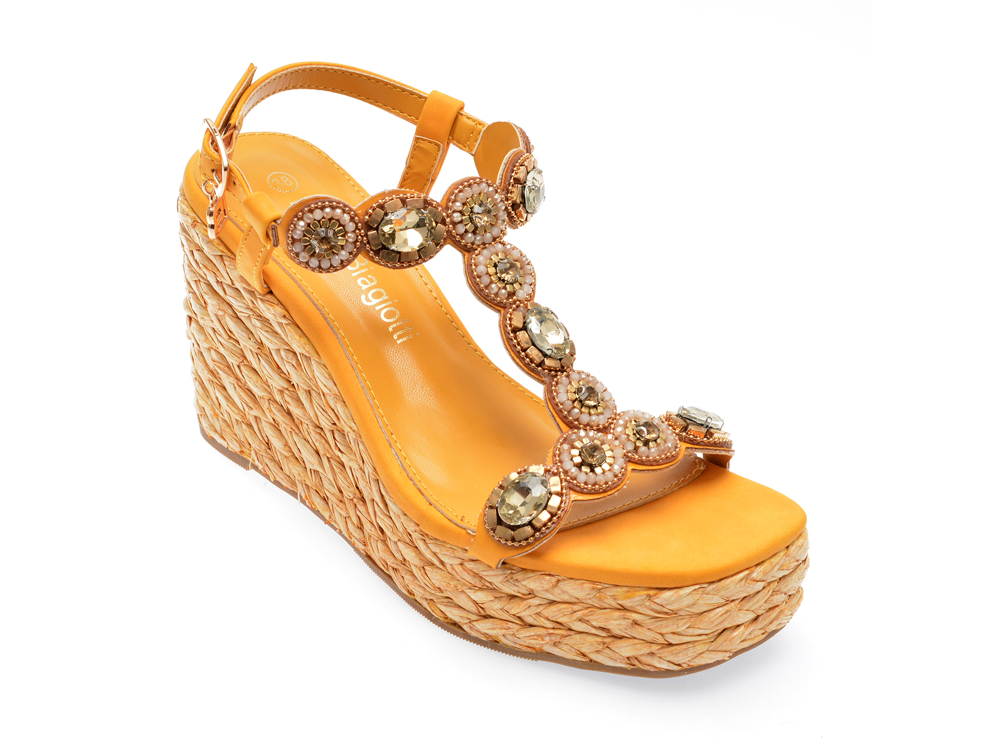 Sandale LAURA BIAGIOTTI galbene, 8167, din piele ecologica 1 Sandale LAURA BIAGIOTTI galbene