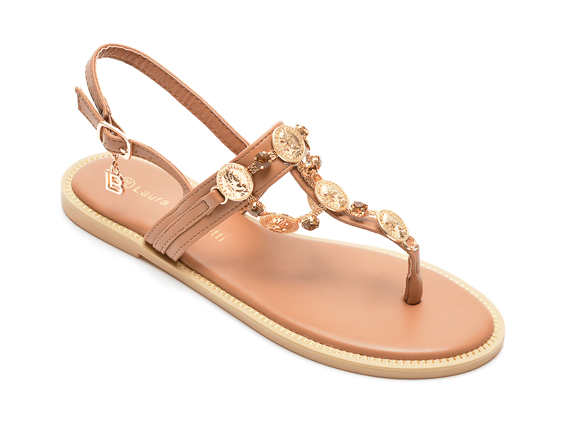 Sandale LAURA BIAGIOTTI maro, 7534, din piele ecologica 1 Sandale LAURA BIAGIOTTI maro