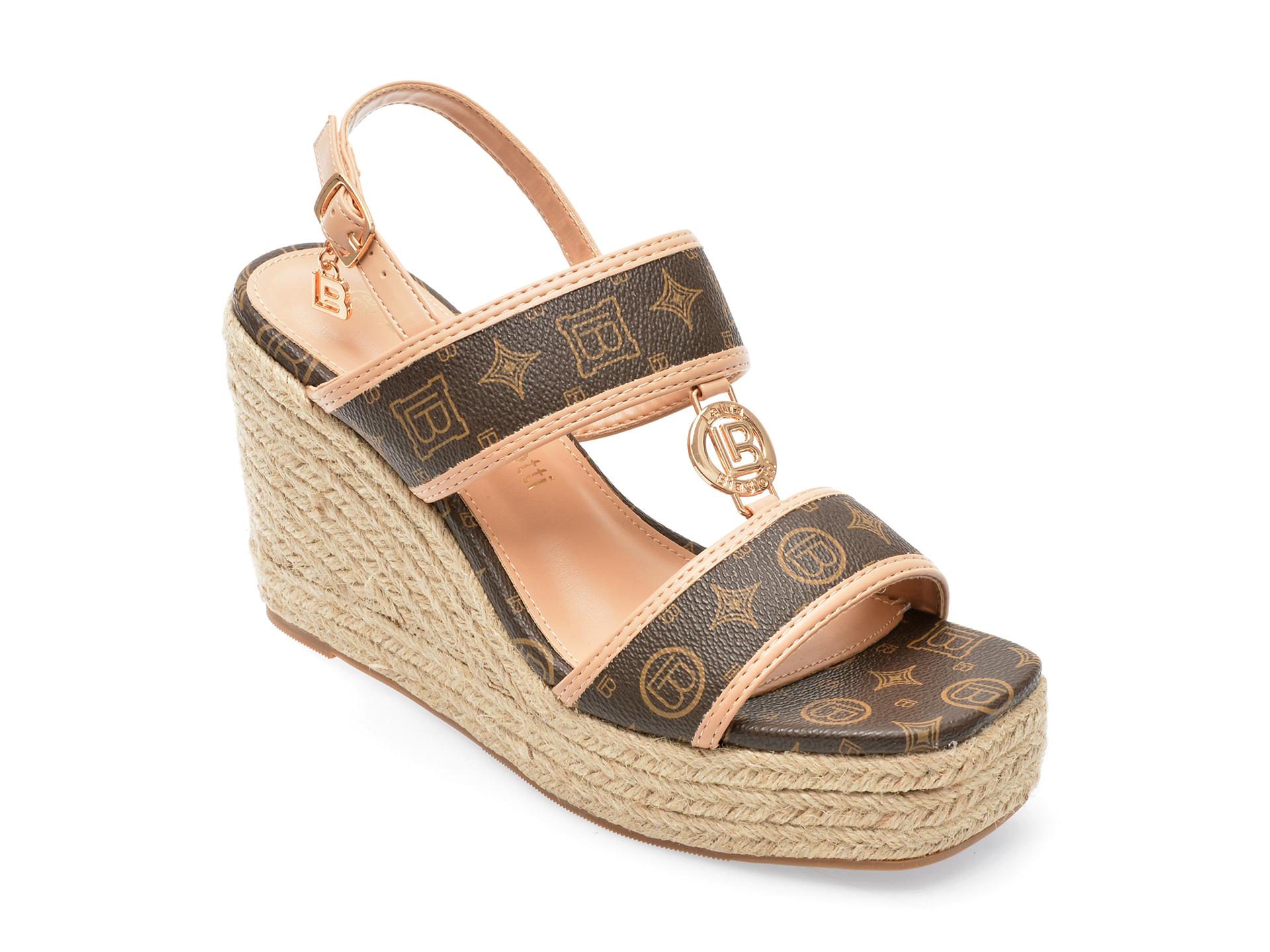 Sandale LAURA BIAGIOTTI maro, 8162, din piele ecologica 1 Sandale LAURA BIAGIOTTI maro