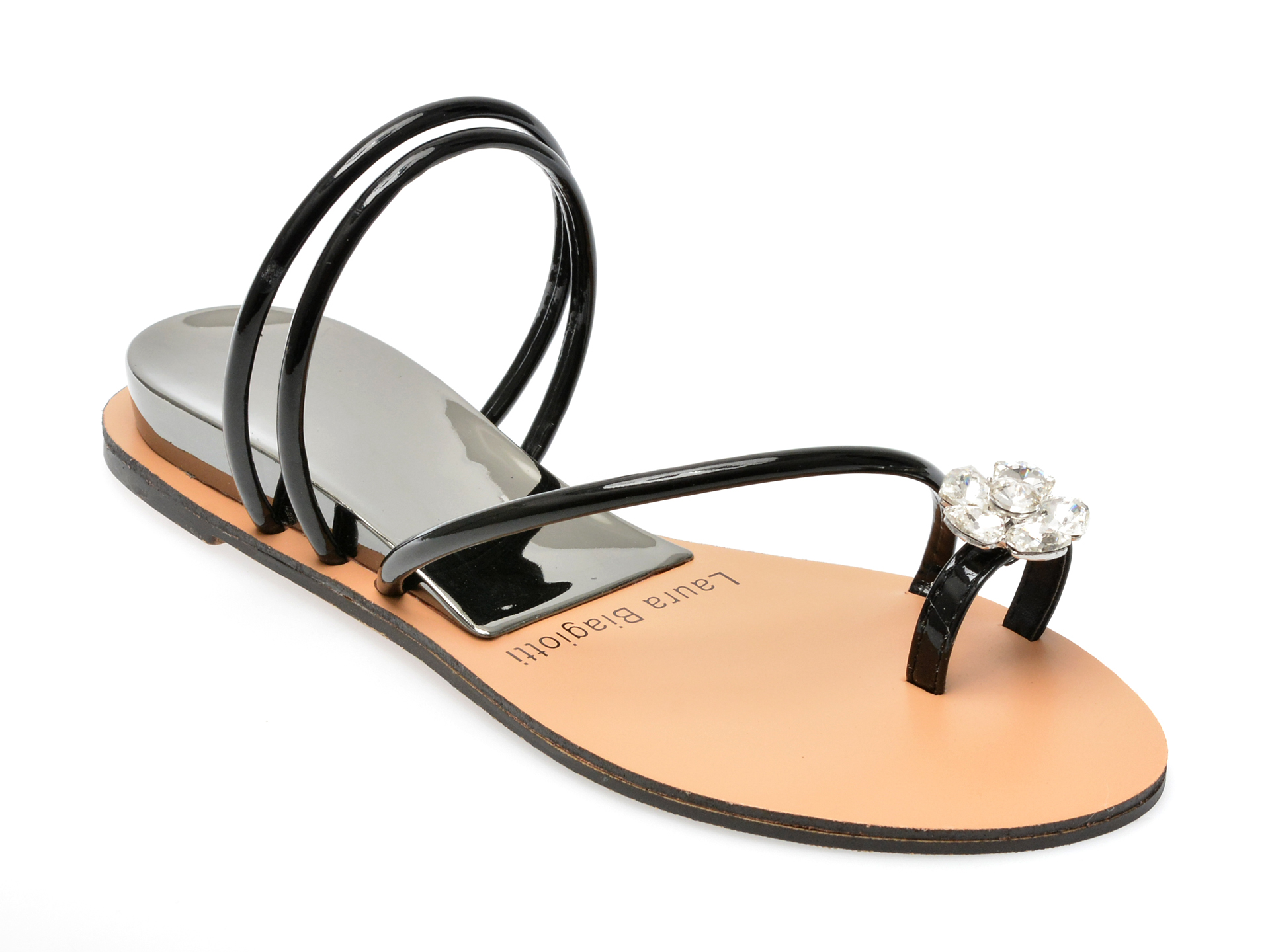 Sandale LAURA BIAGIOTTI negre, 8059, din piele ecologica 1 Sandale LAURA BIAGIOTTI negre