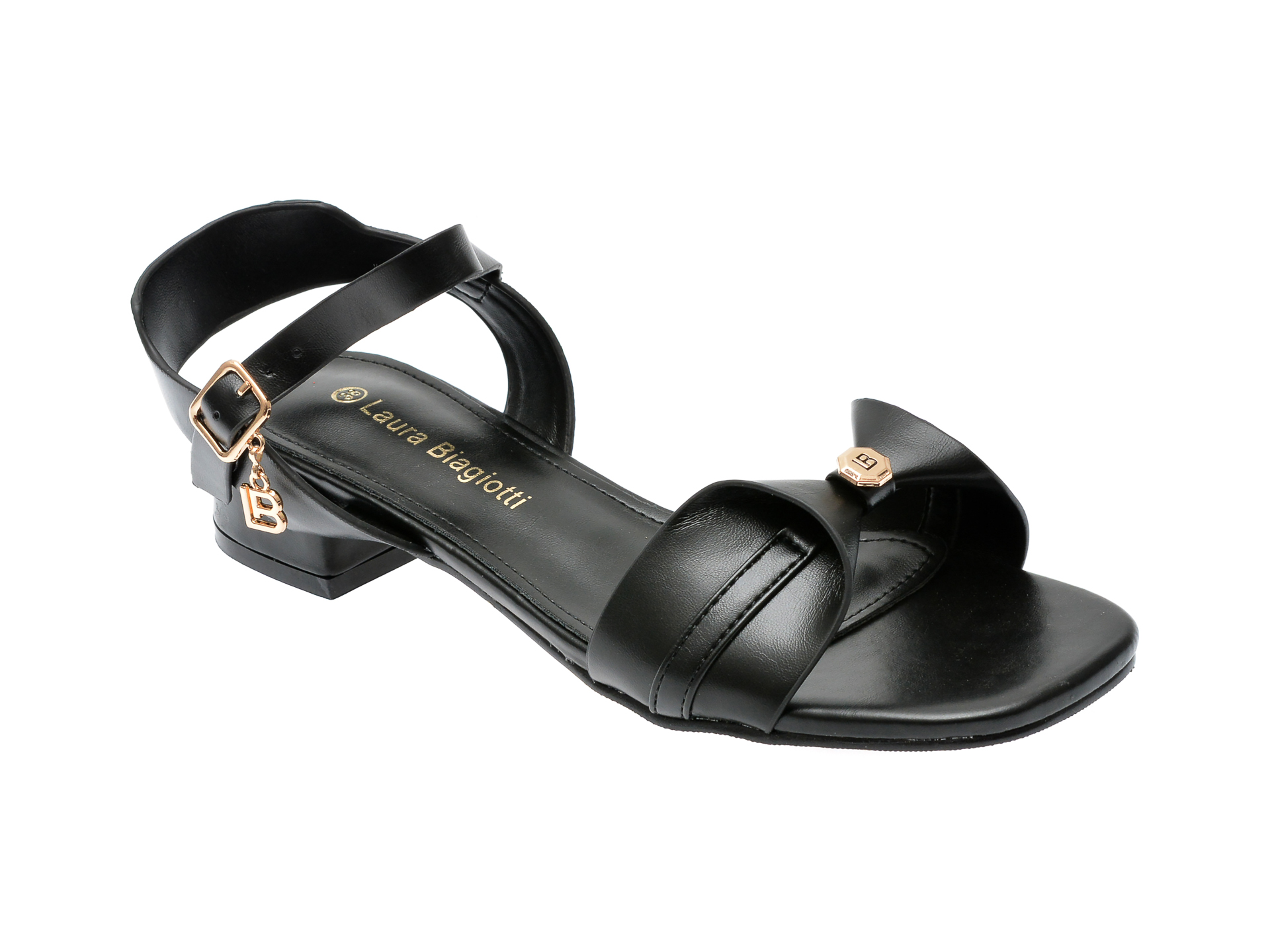 Sandale LAURA BIAGIOTTI negre, 8080, din piele ecologica 1 Sandale LAURA BIAGIOTTI negre