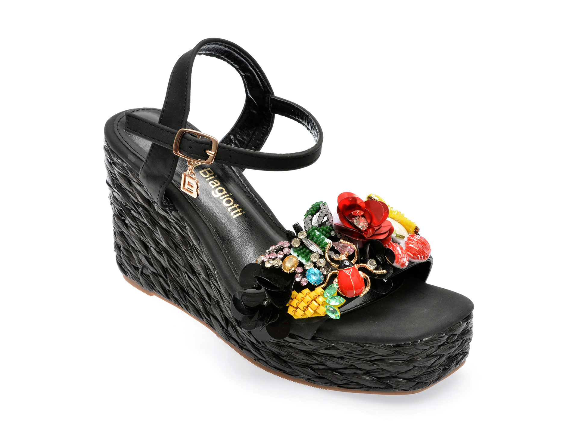 Sandale LAURA BIAGIOTTI negre, 8166, din piele ecologica 1 Sandale LAURA BIAGIOTTI negre